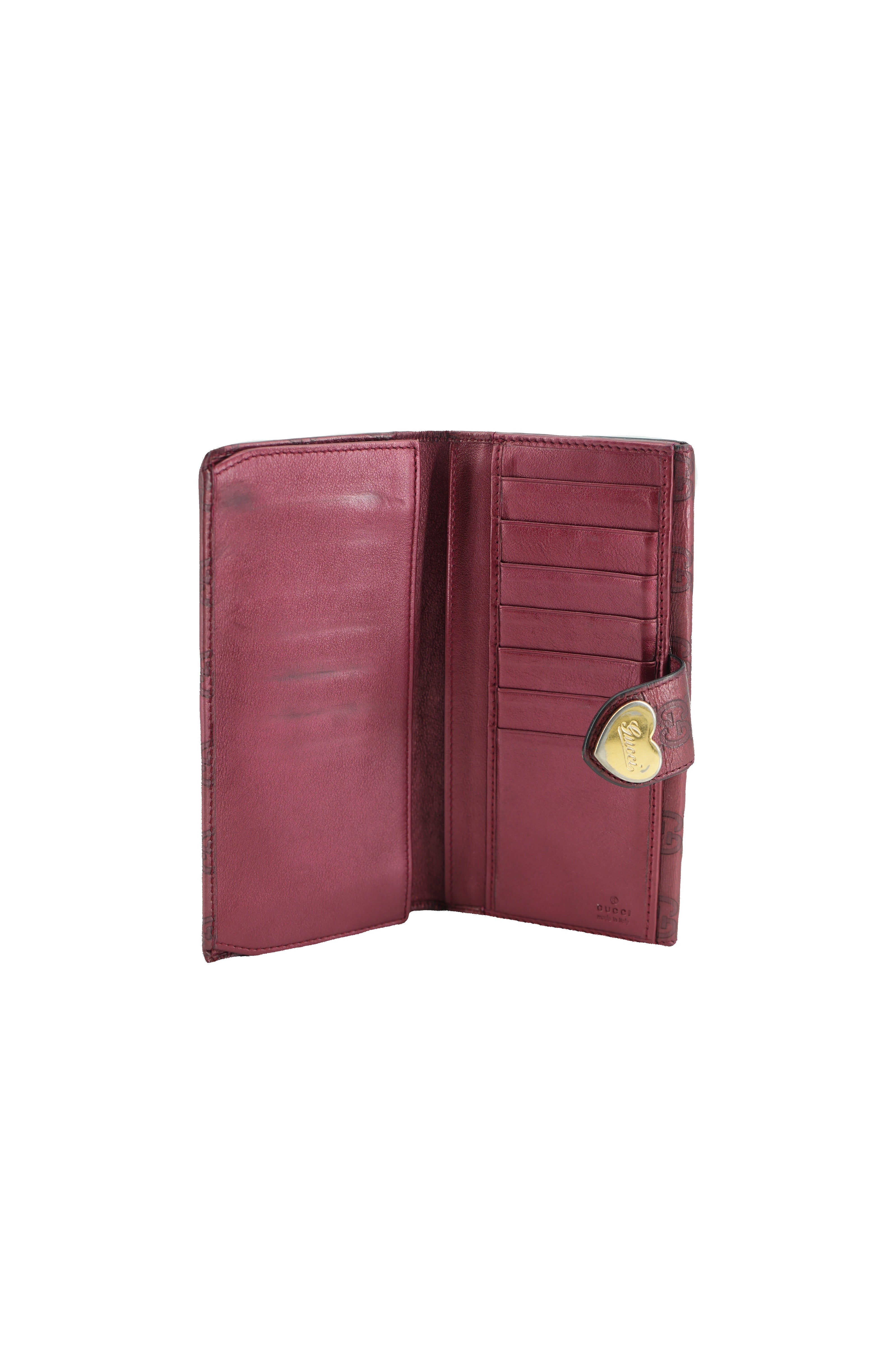 Gucci red leather GG Guccissima heart wallet 208550-0446