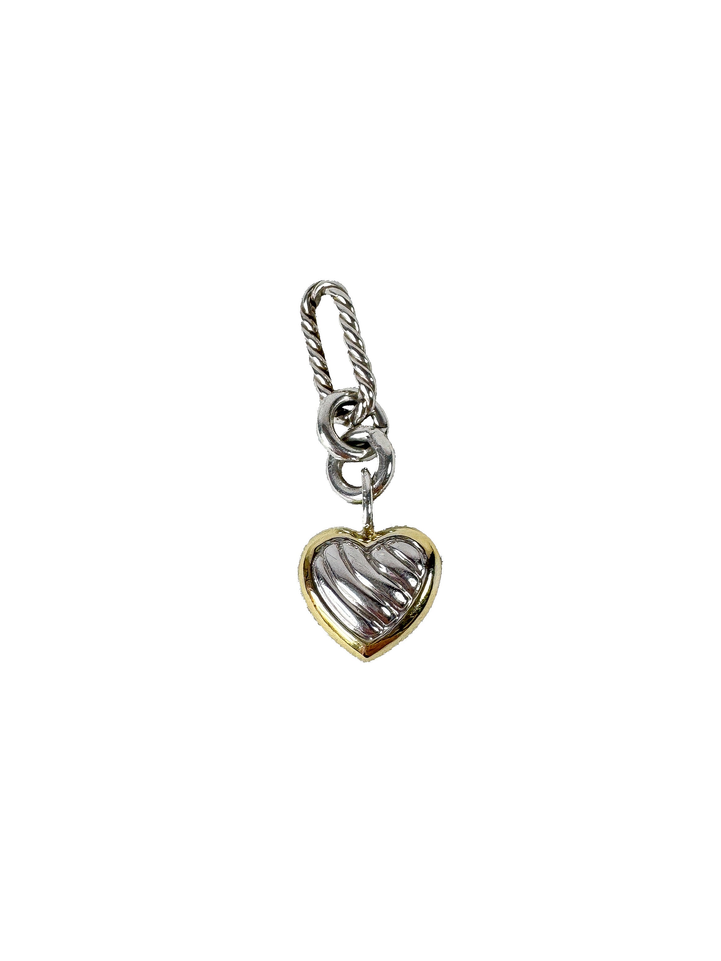 David Yurman sterling silver 14K gold figaro heart charm (with engravings)