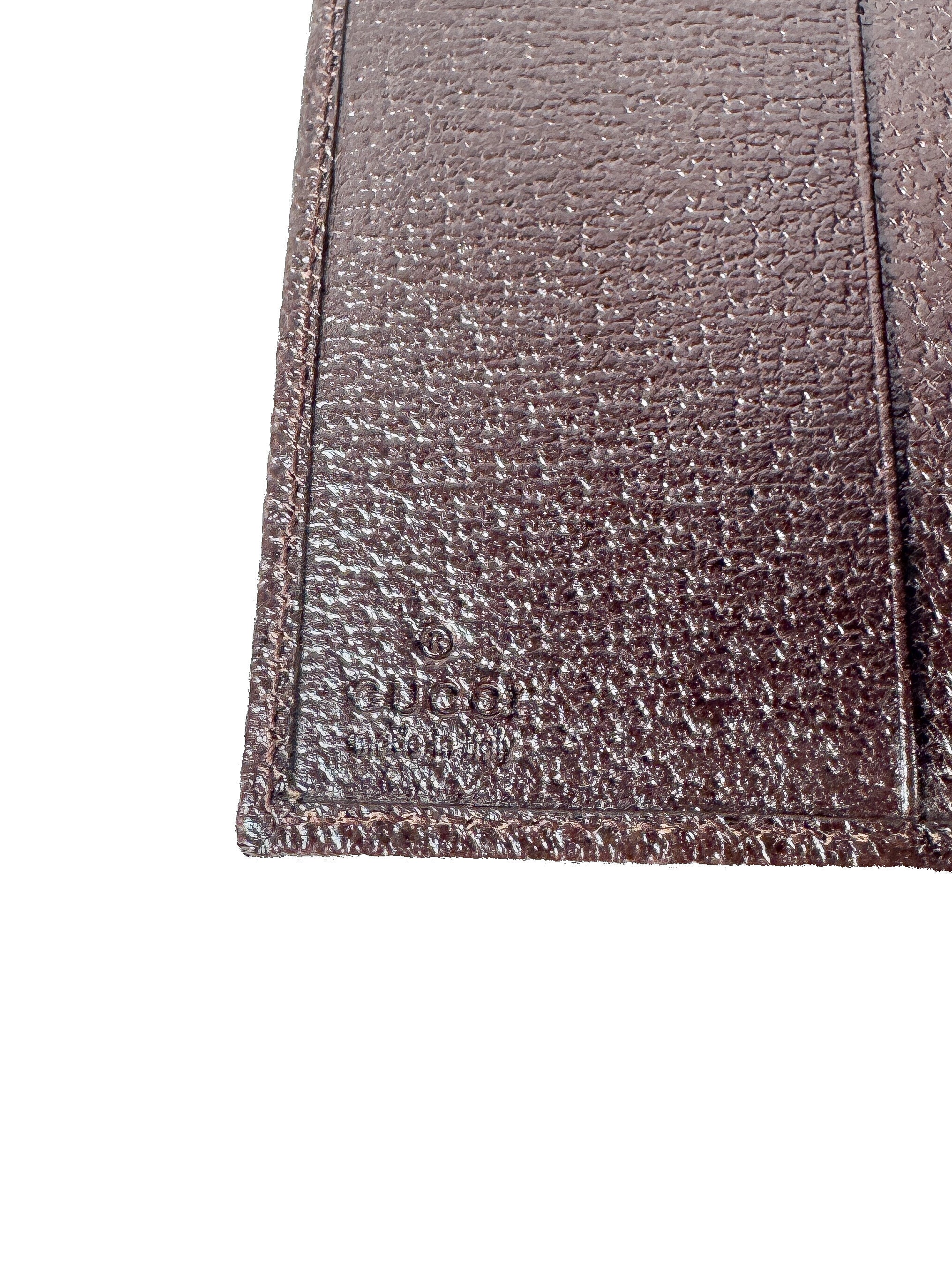 Gucci brown GG canvas leather compact wallet  12716 0959