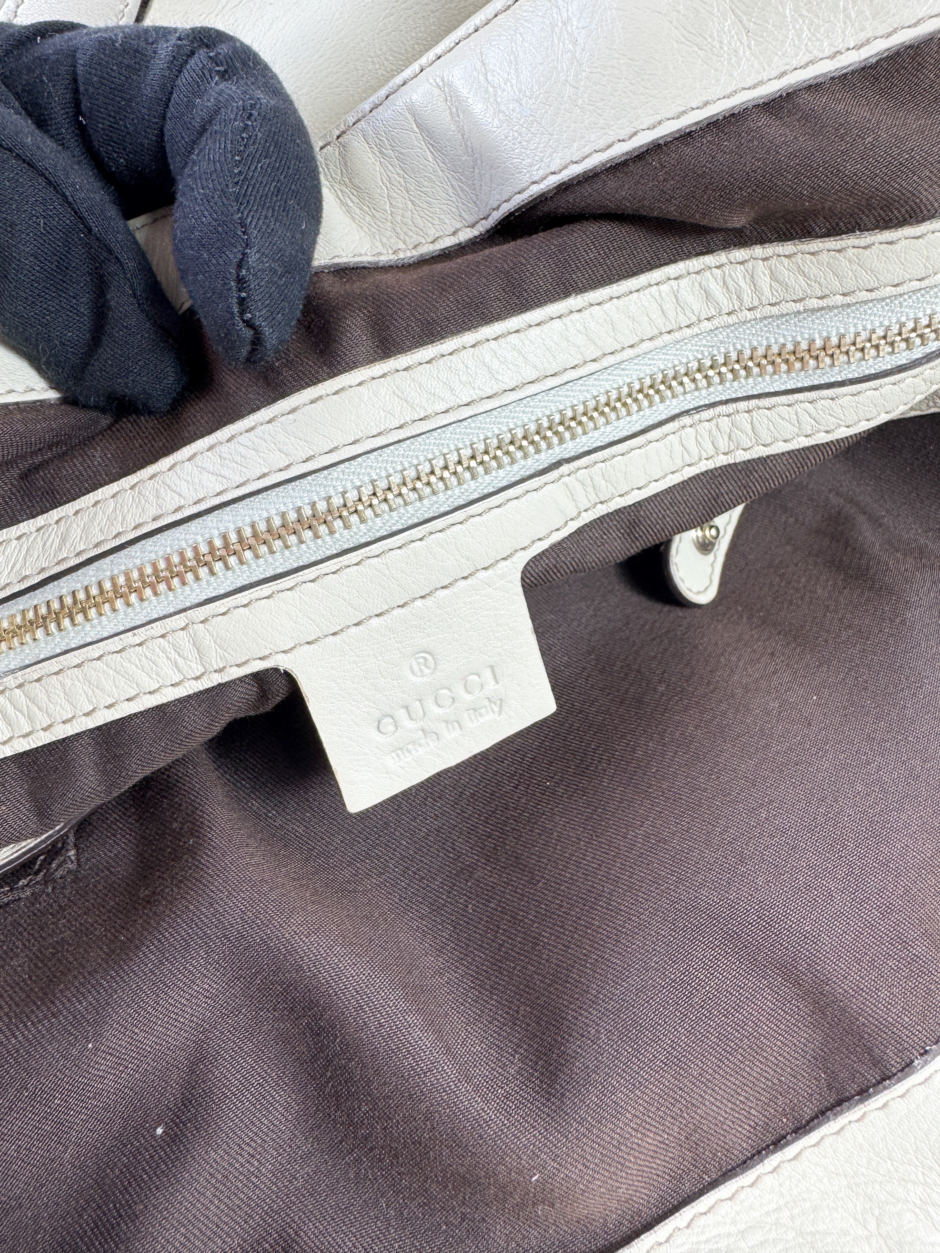 Gucci cream Britt leather shoulder bag 213317 *as is*