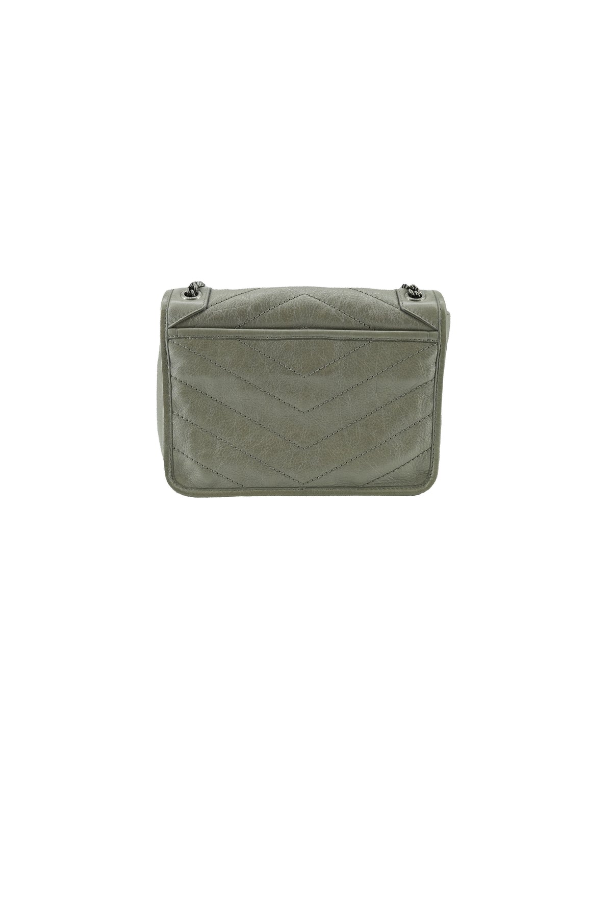 Saint Laurent gray quilted baby Niki satchel PMR 633160-1221