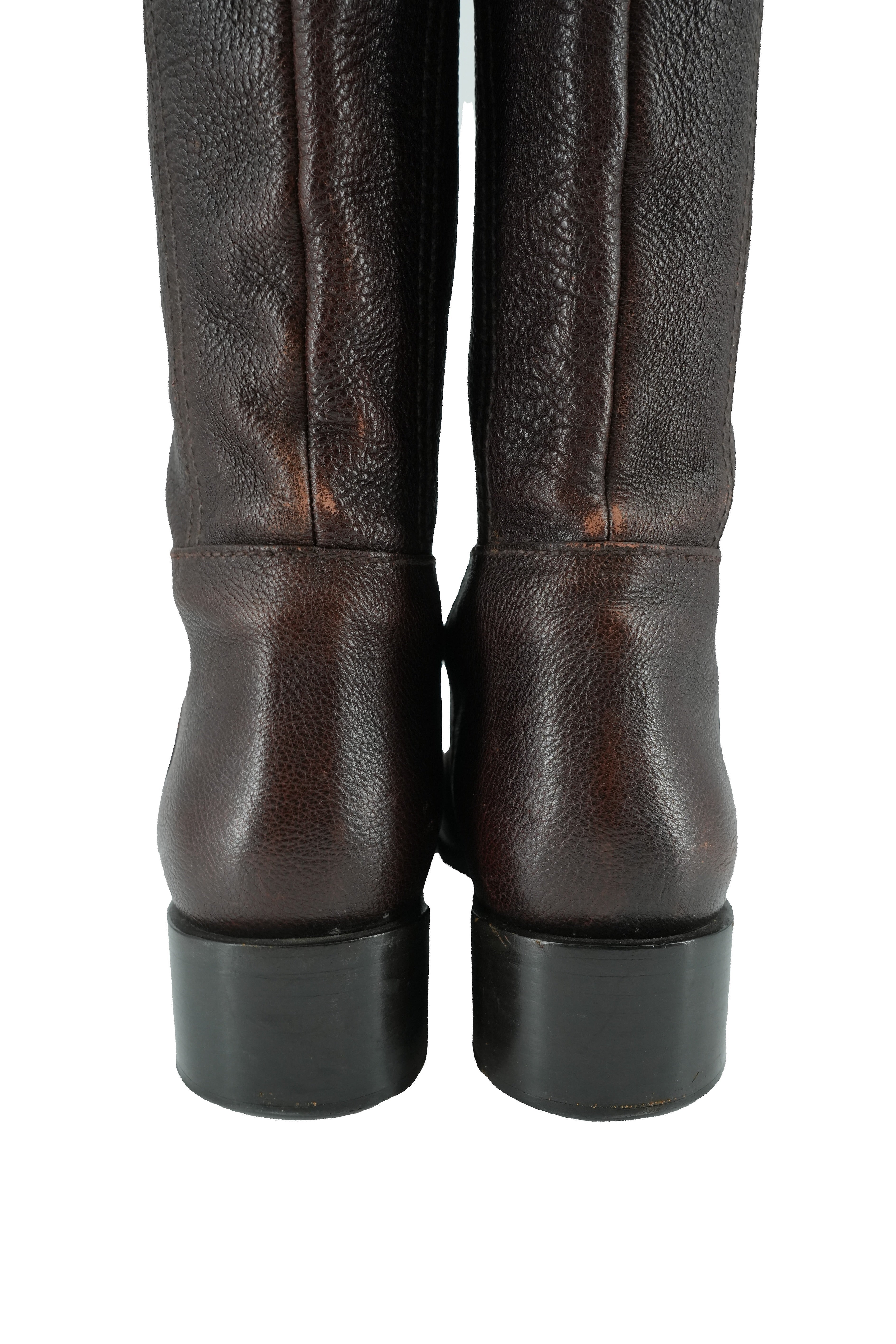 Prada brown leather riding boots size 38.5