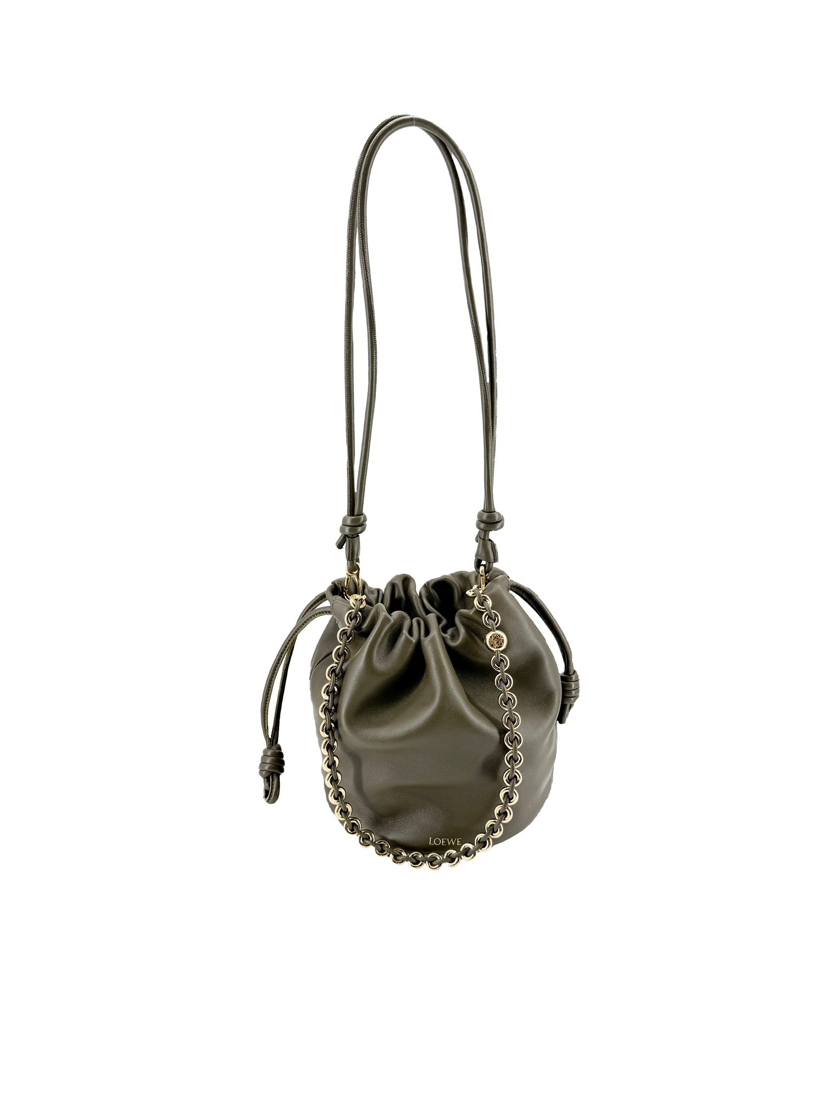 Loewe olive Flamenco bucket bag 252415