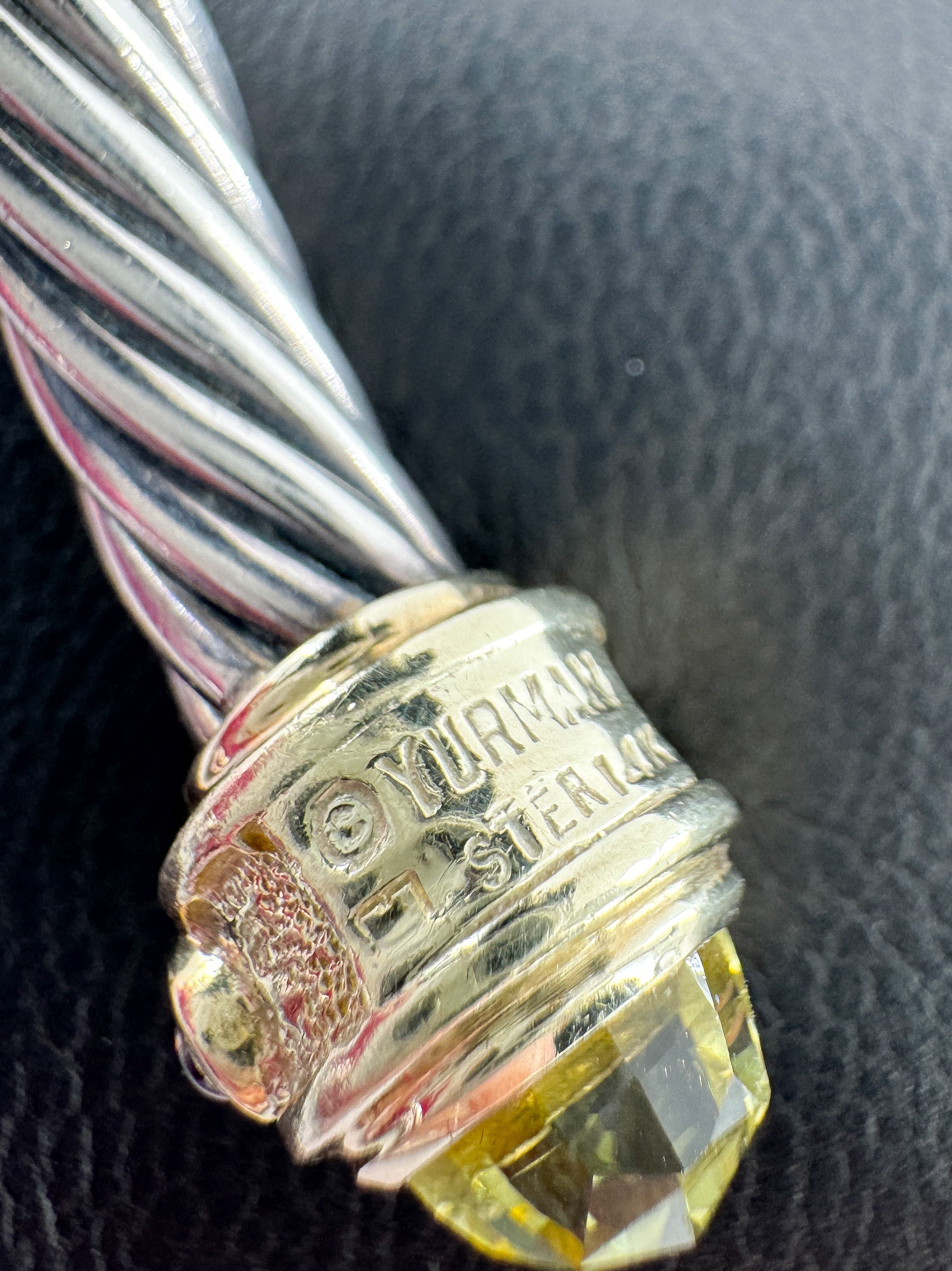 David Yurman sterling silver, yellow gold, peridot, blue topaz renaissance cuff 7MM