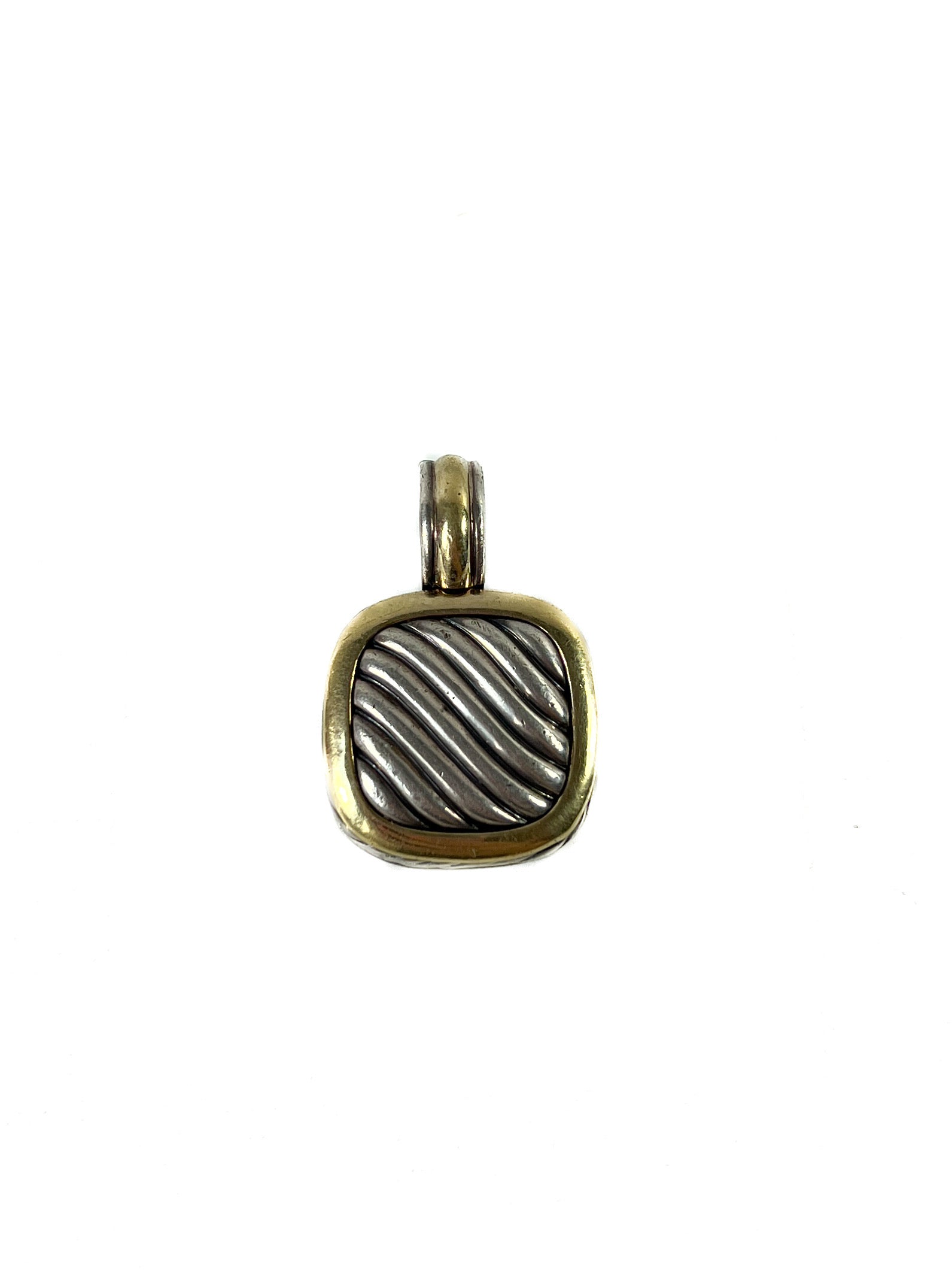 David Yurman sterling silver & gold sculpted cable enhancer pendant