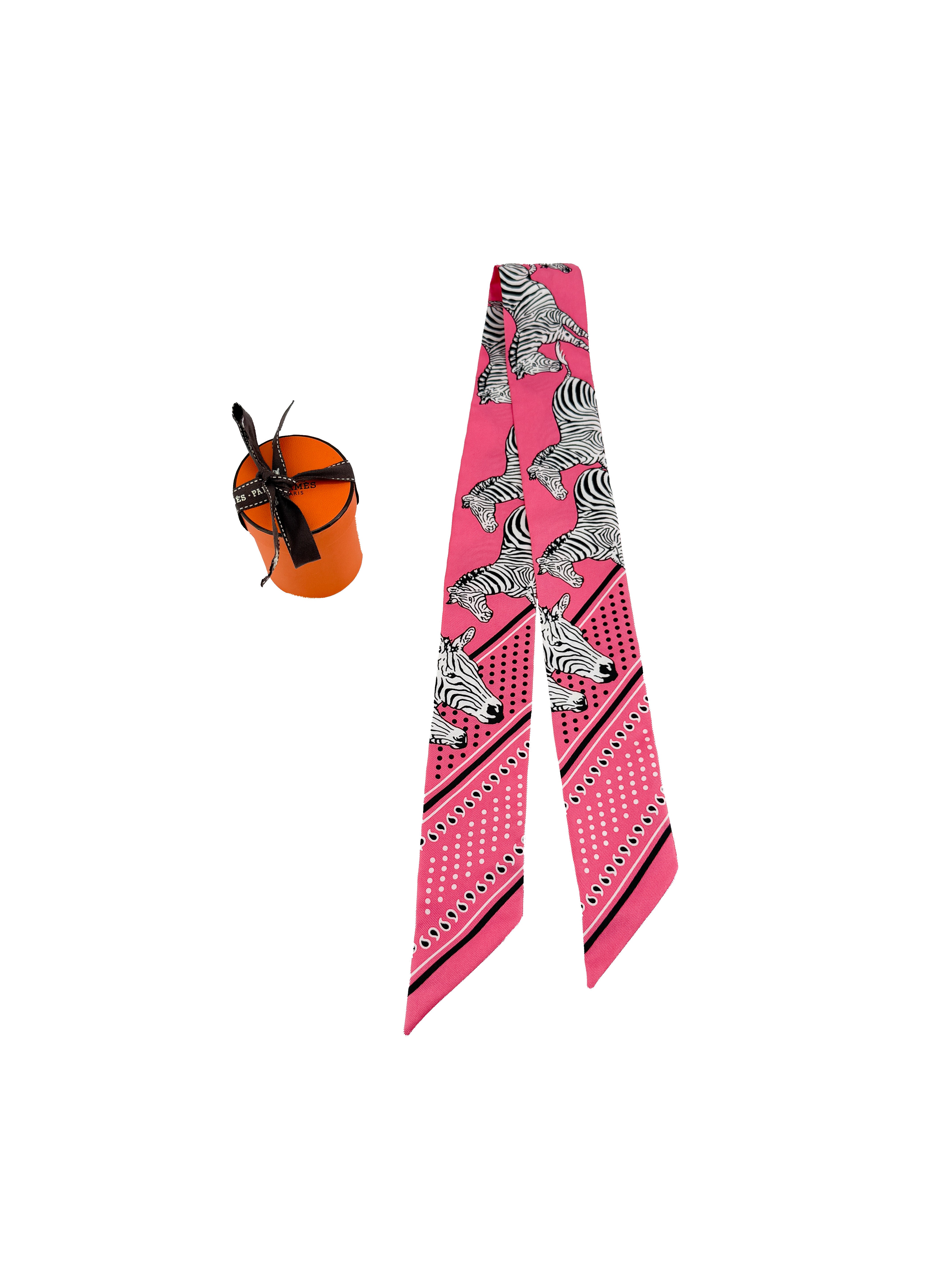 Hermès Les Zebra twilly pink