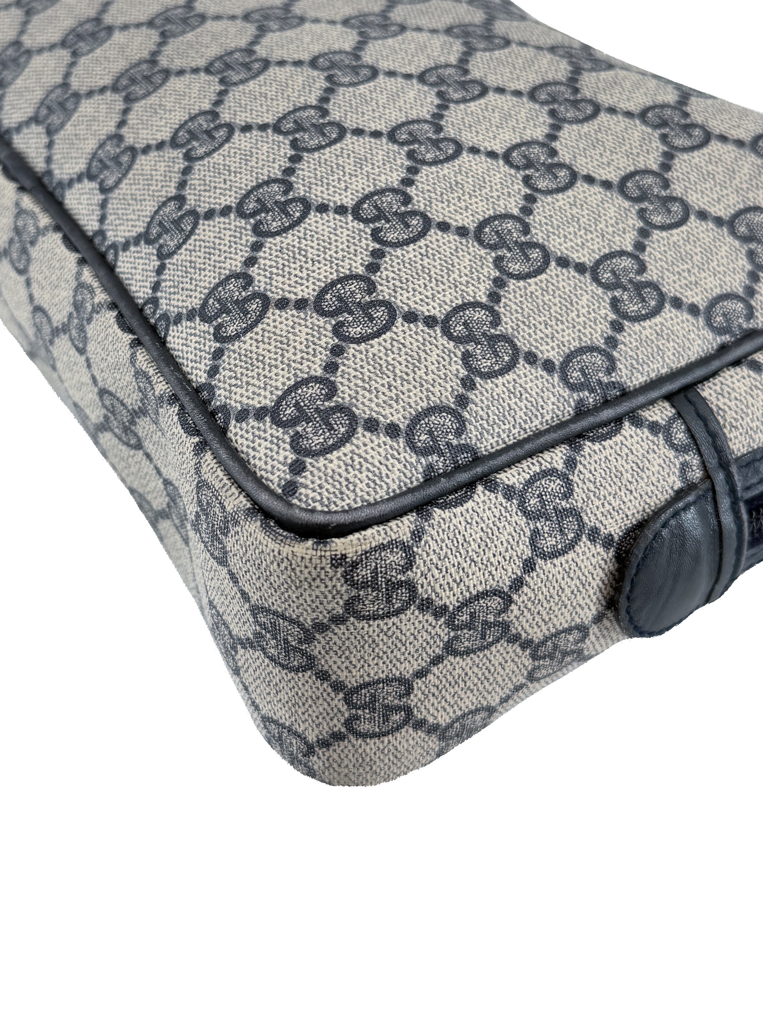 Gucci navy vintage GG coated canvas zip pouch