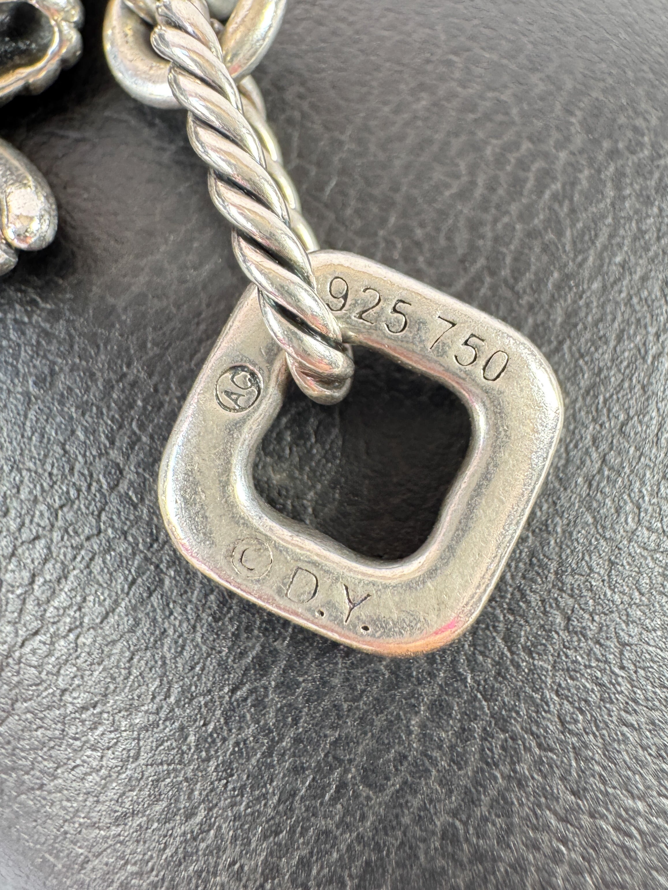 David Yurman sterling silver, 18k gold bow Figaro chain bracelet