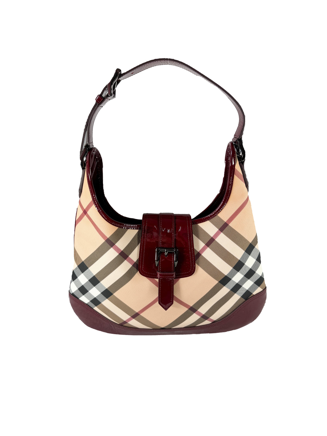 Burberry red patent leather Nova Brook medium hobo NWT