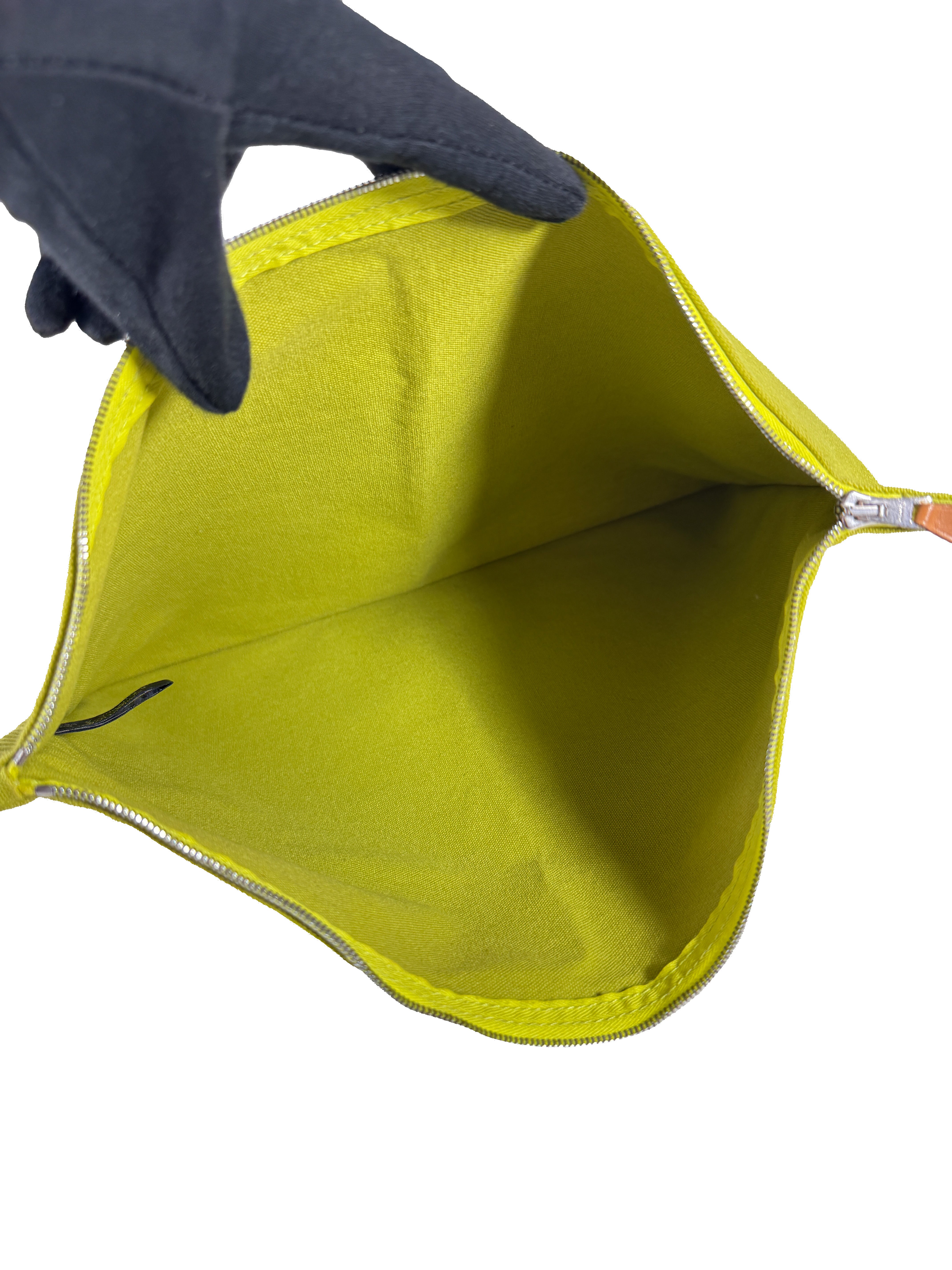 Hermès lime green Bora Bora travel pouch set