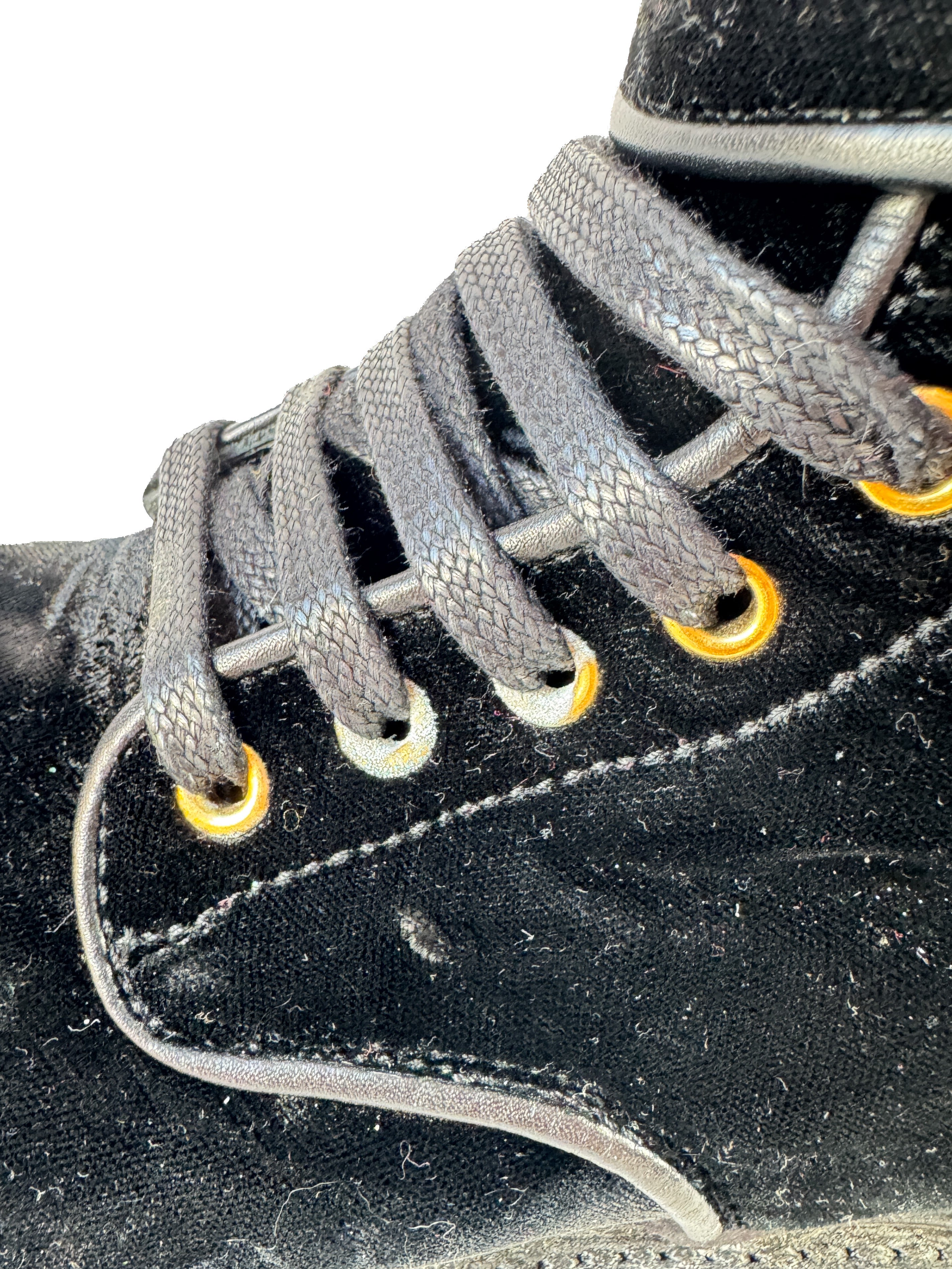 Balmain black velvet embellished combat boots size 38