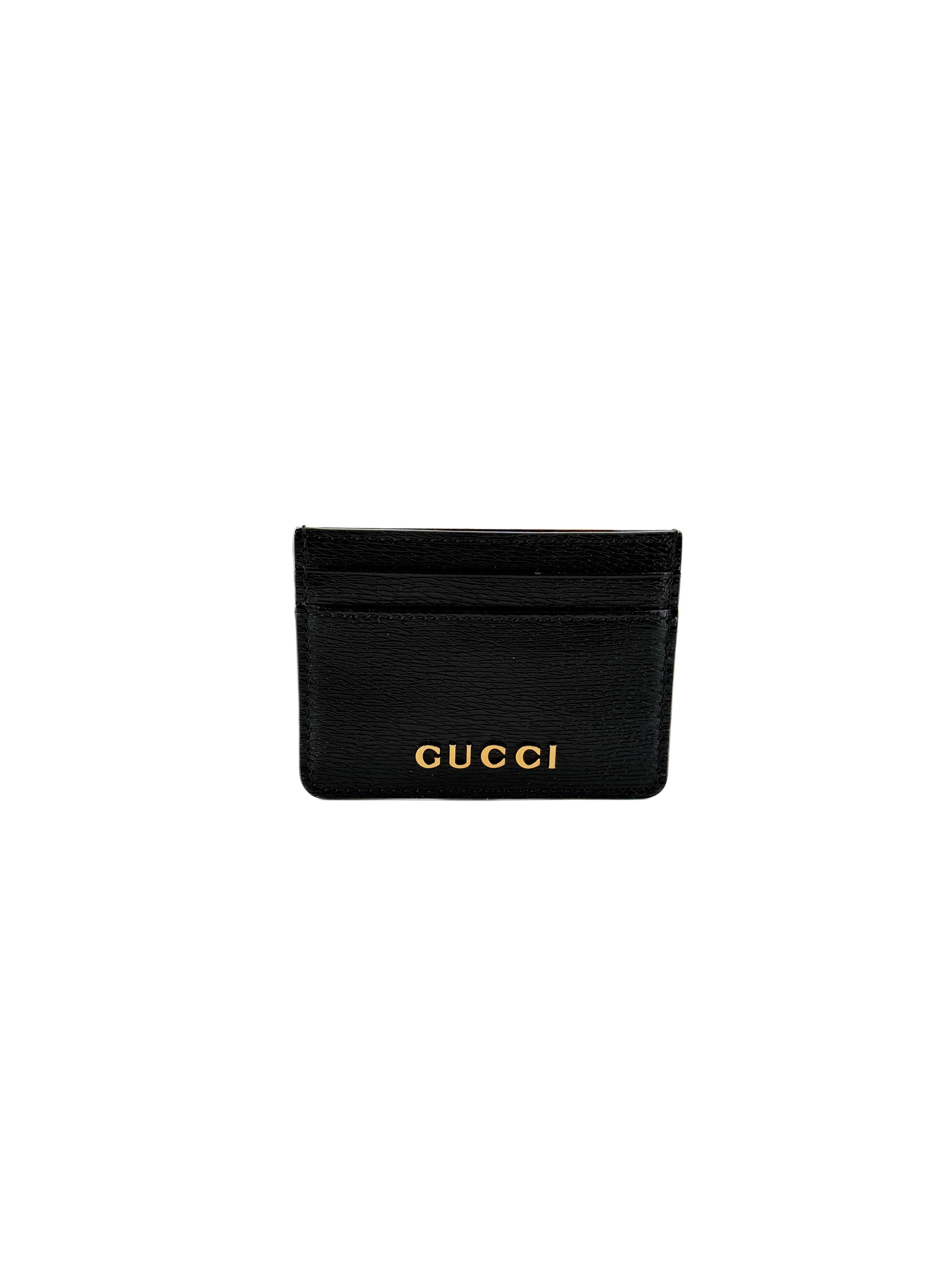 Gucci black leather card holder wallet 773428 525040