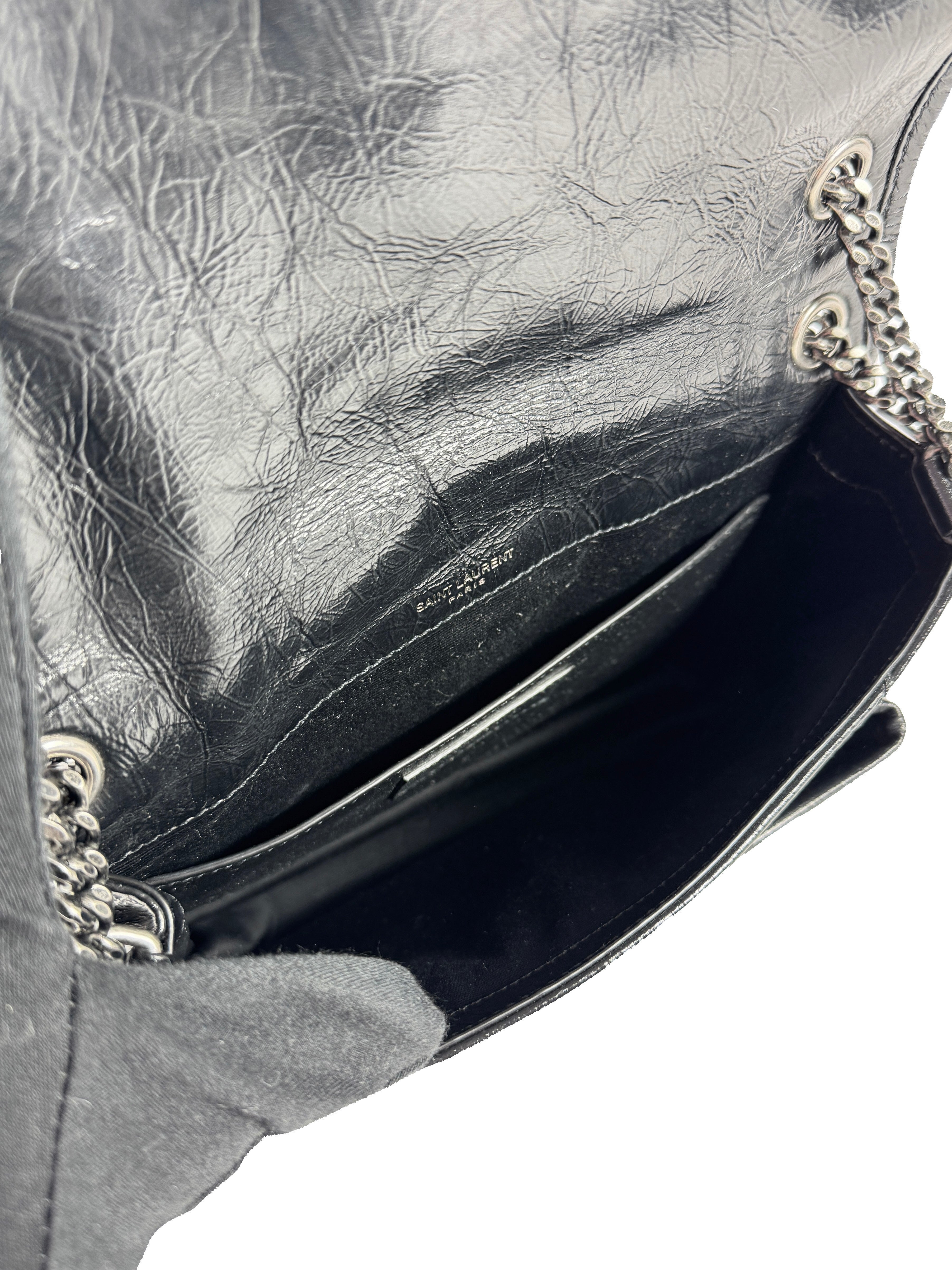 Saint Laurent black crinkled leather Niki MAL633160-0722