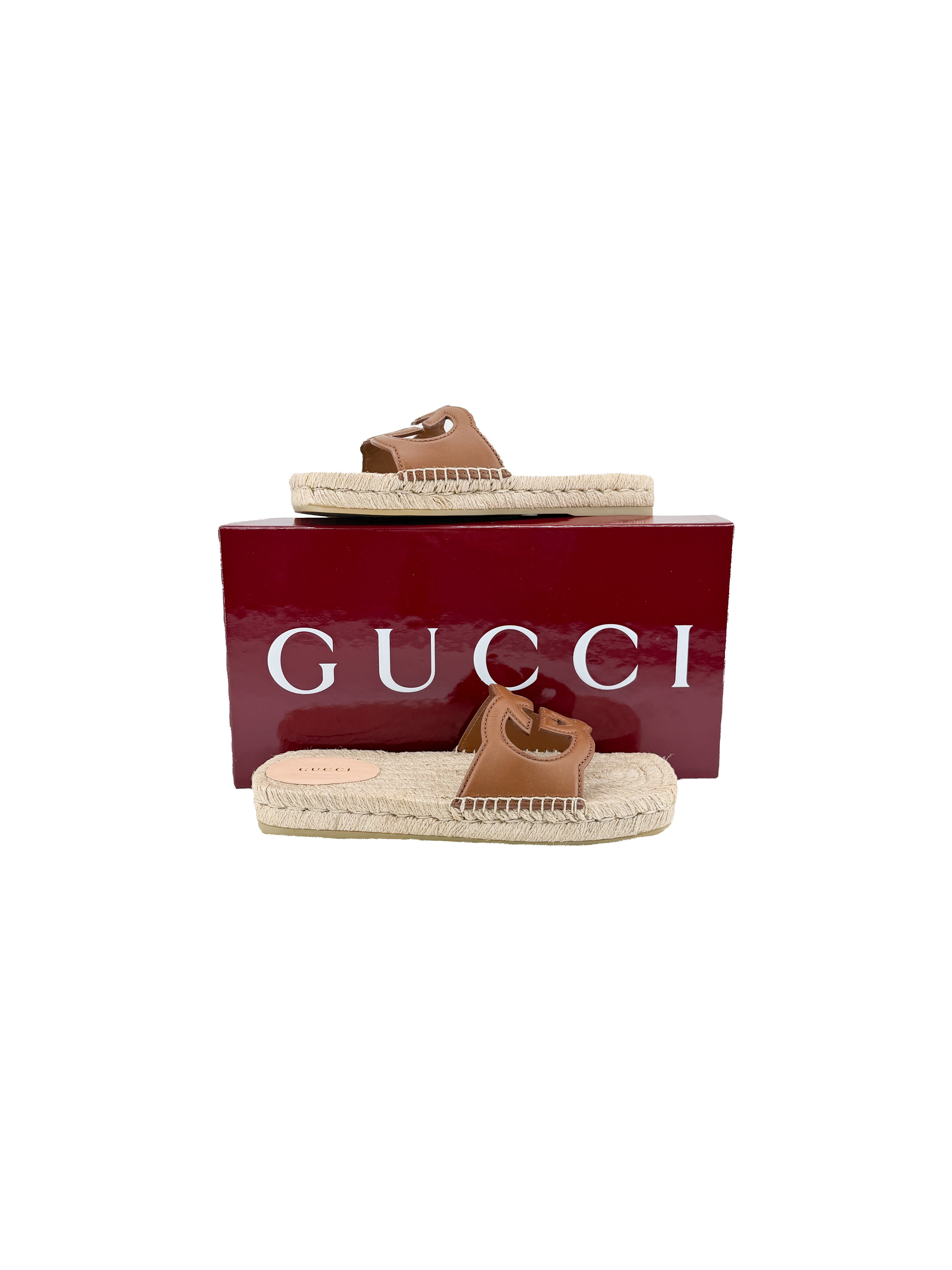 Gucci interlocking G espadrille slides size 37 NEW BOX