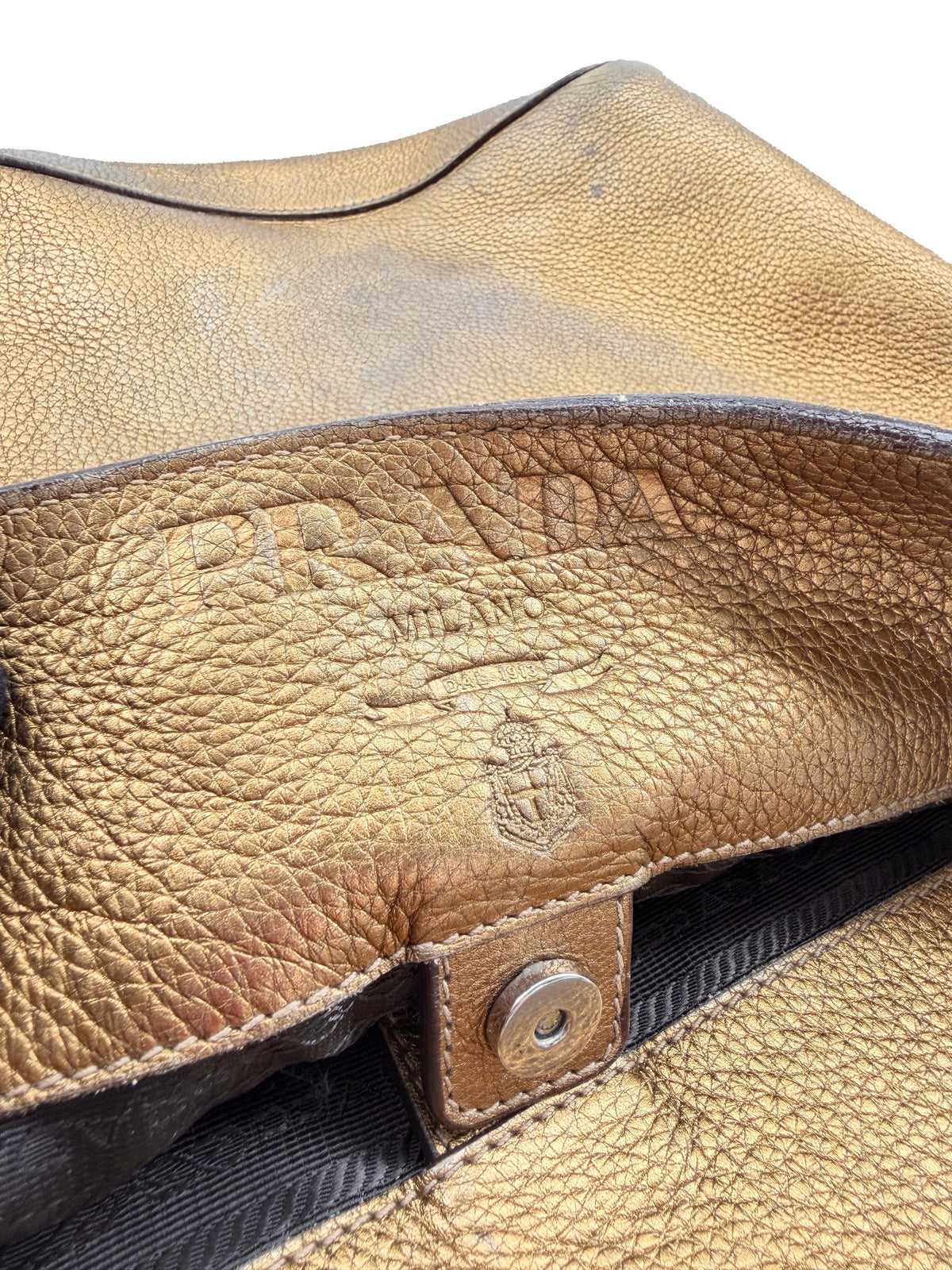 Prada gold metallic leather shoulder bag *as is*