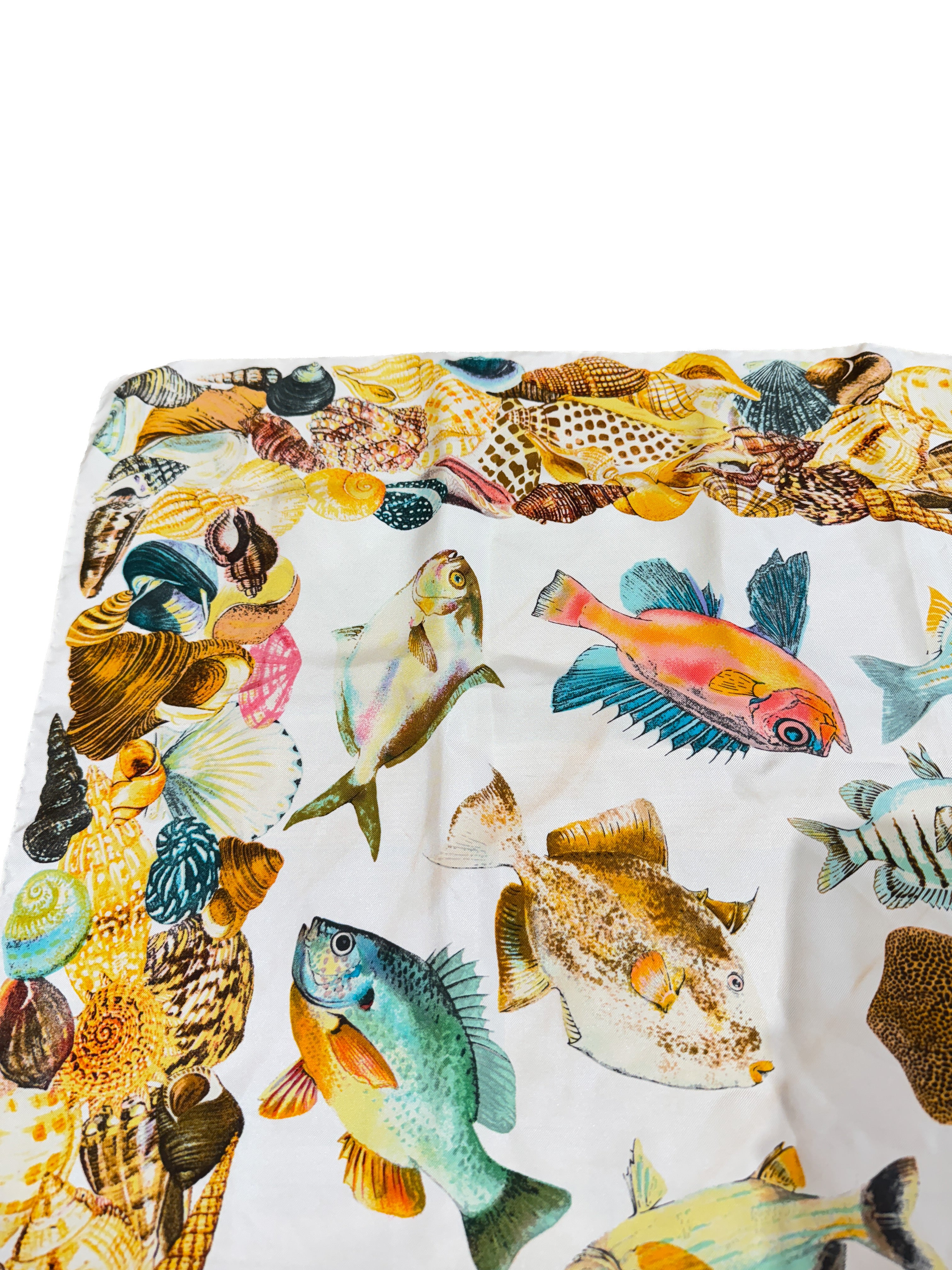 Gucci vintage sea print silk scarf