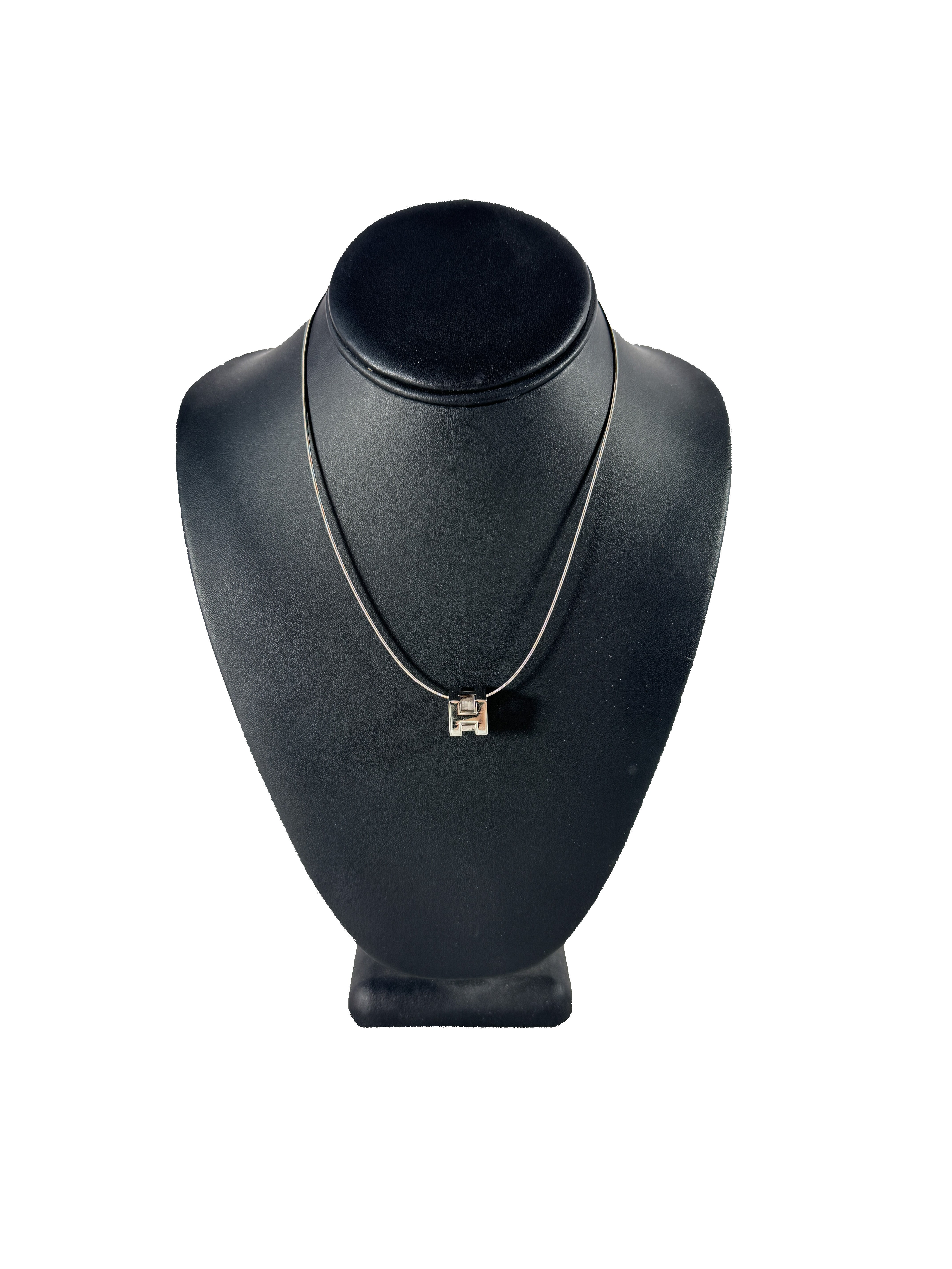 Hermès silver cage d'Ache cube necklace