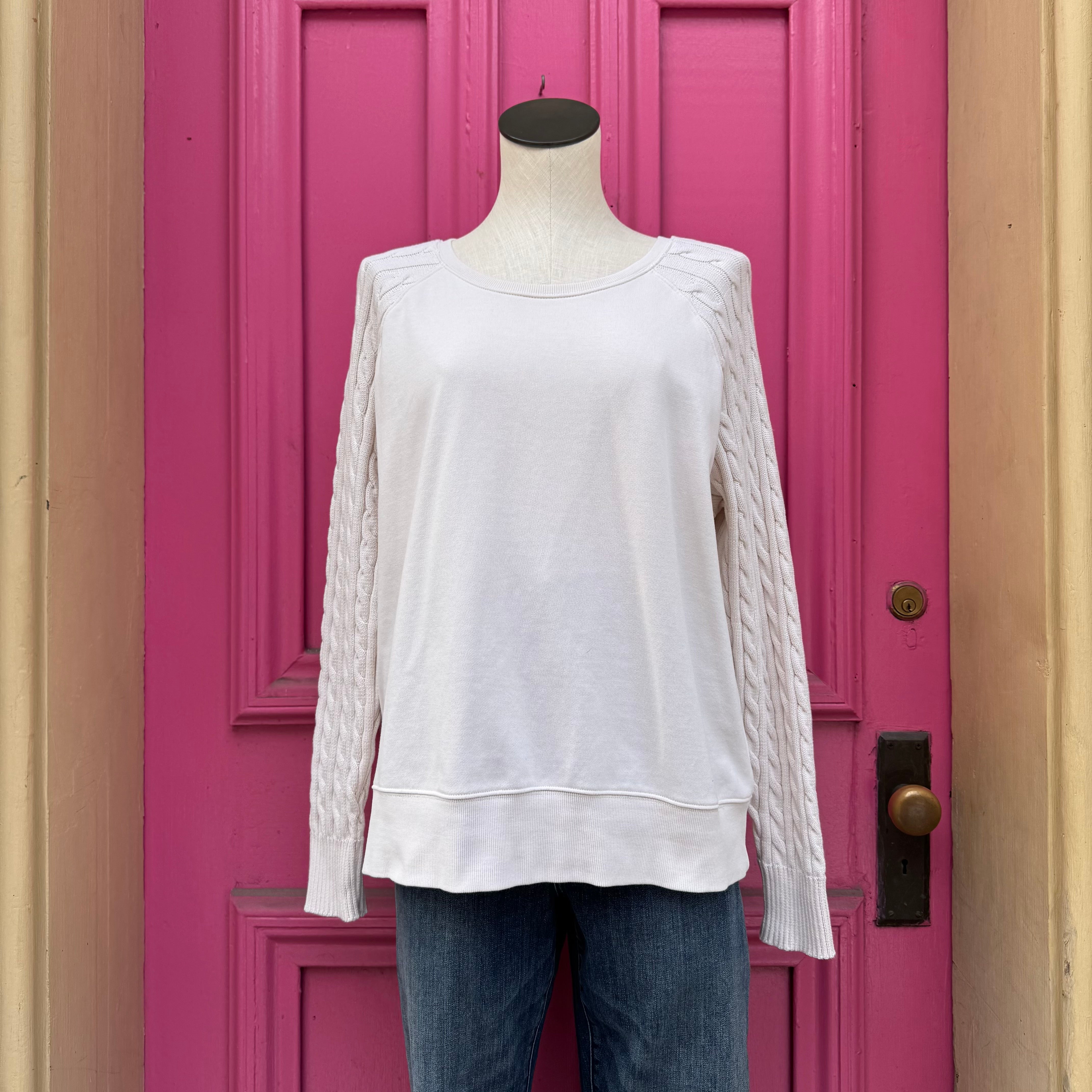 Lauren Ralph Lauren cream knit sleeve pullover size XL