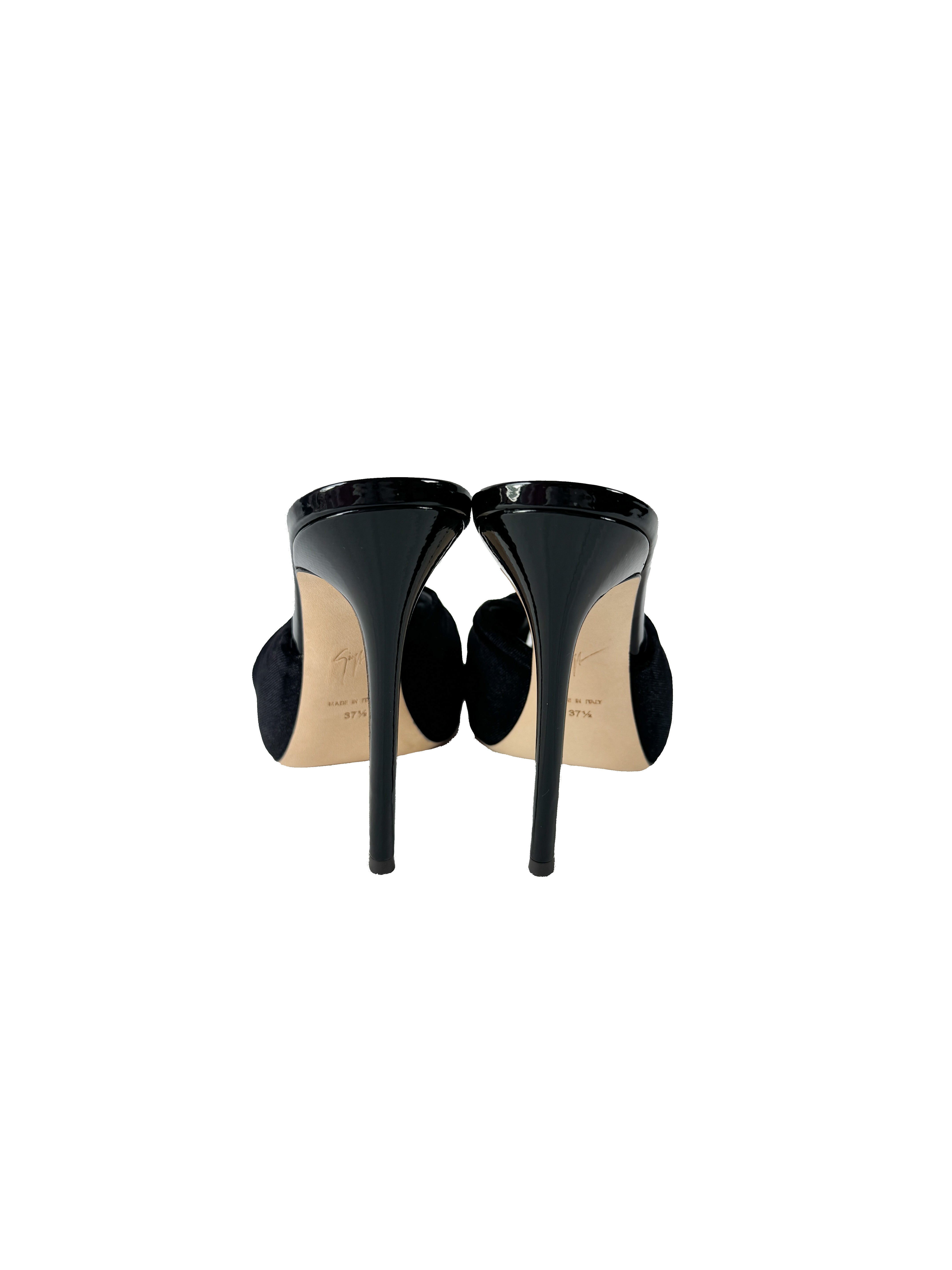 Giuseppe Zanotti black Bridget velvet mules size 37.5 BOX