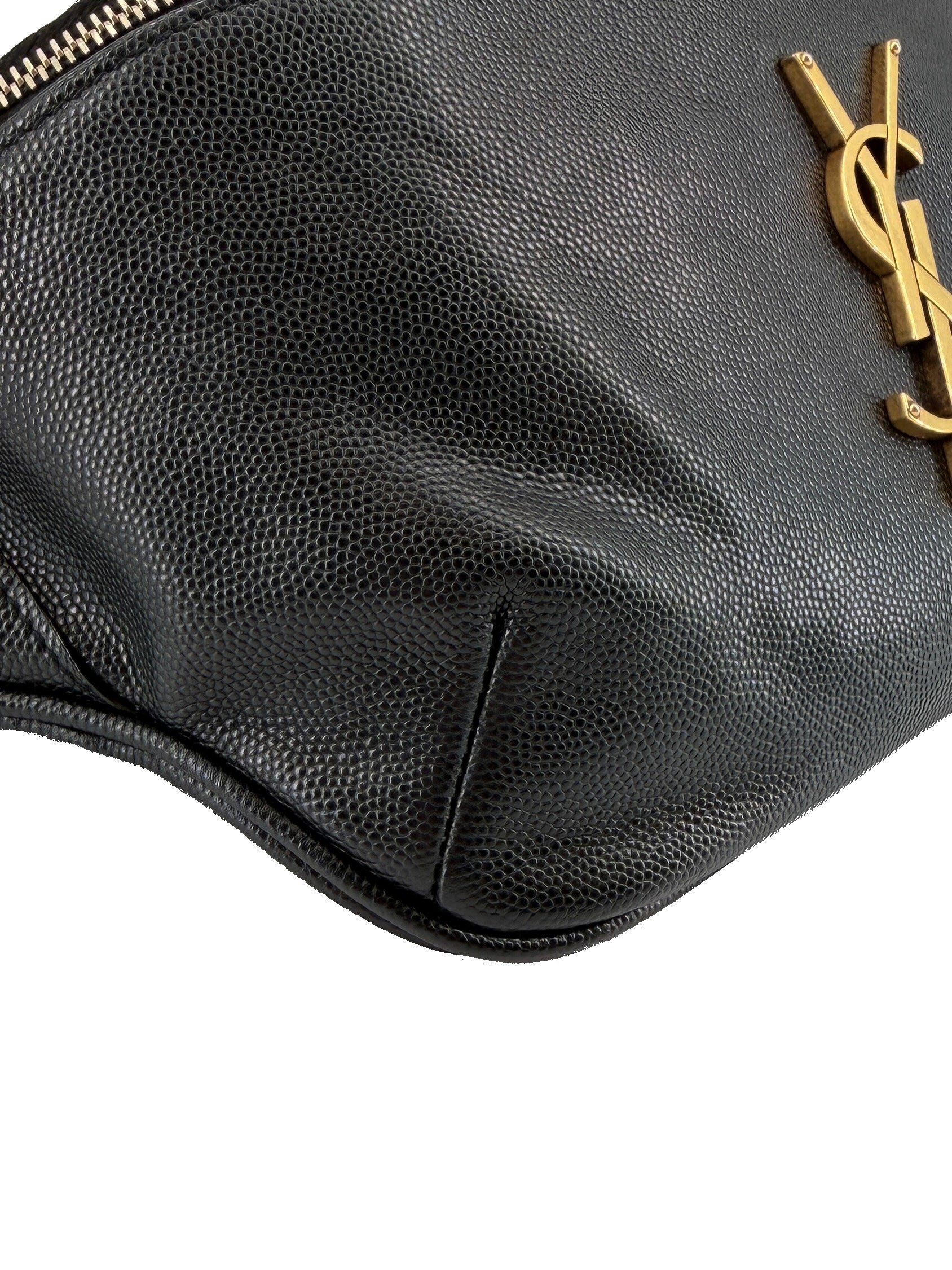 Saint Laurent black Cassandre grain de poudre monogram belt bag FLY509959-0322