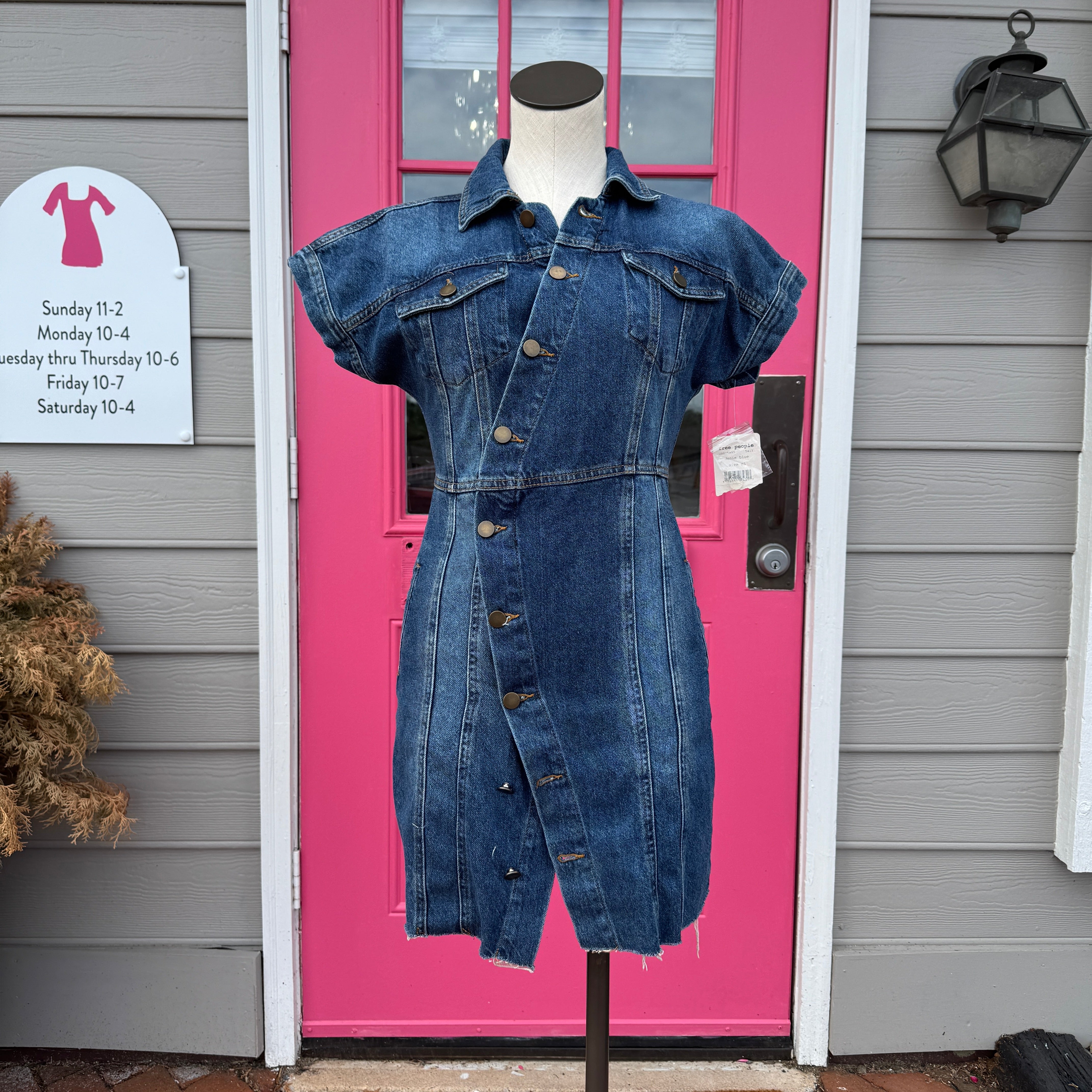 Free People denim short sleeve button up dress size XS NWT