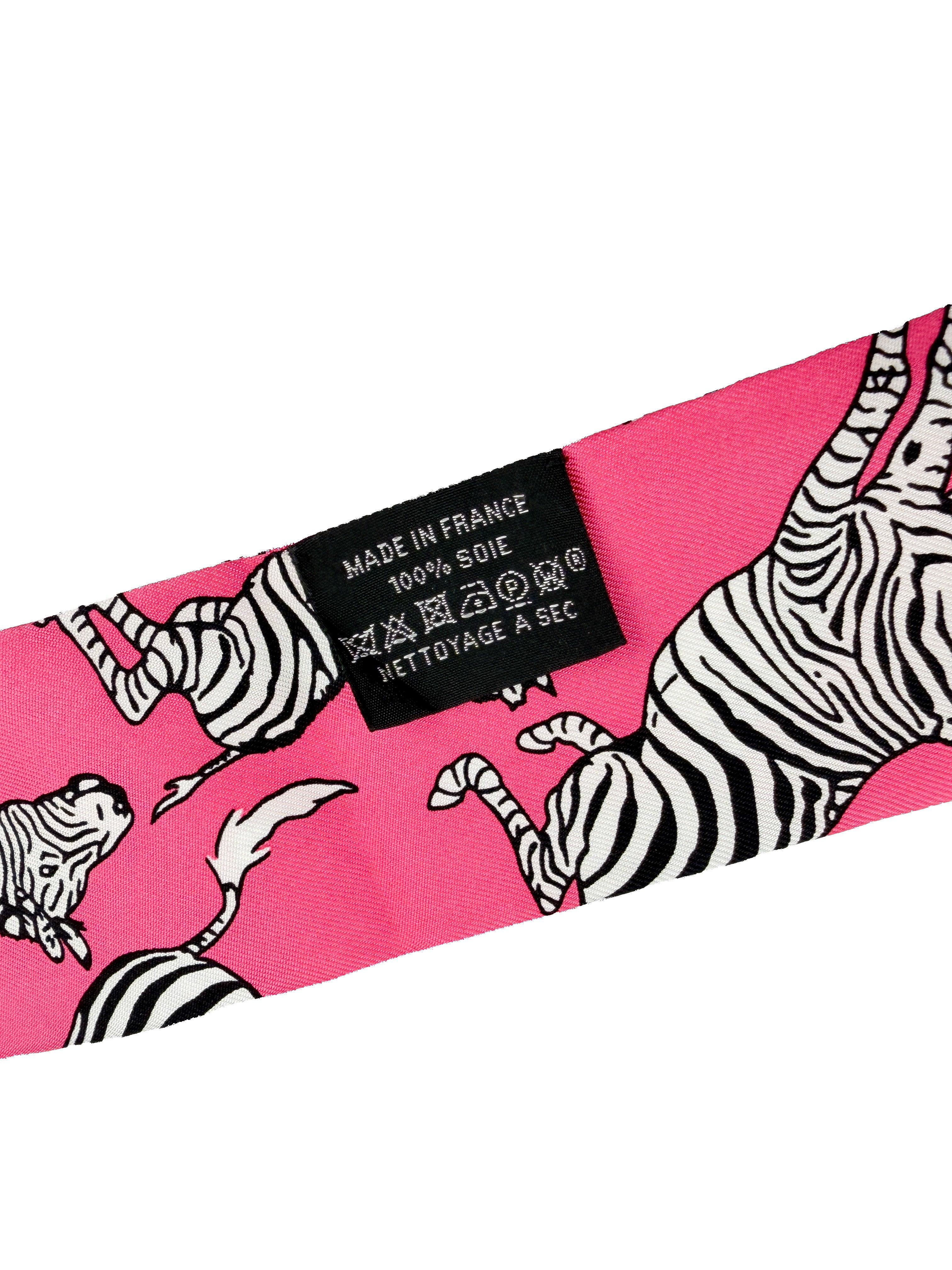 Hermès Les Zebra twilly pink
