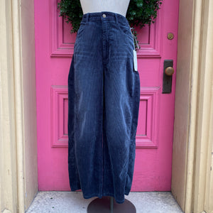 Pilcro and the Letterpress navy corduroy barrel pants size 14 tall NWT