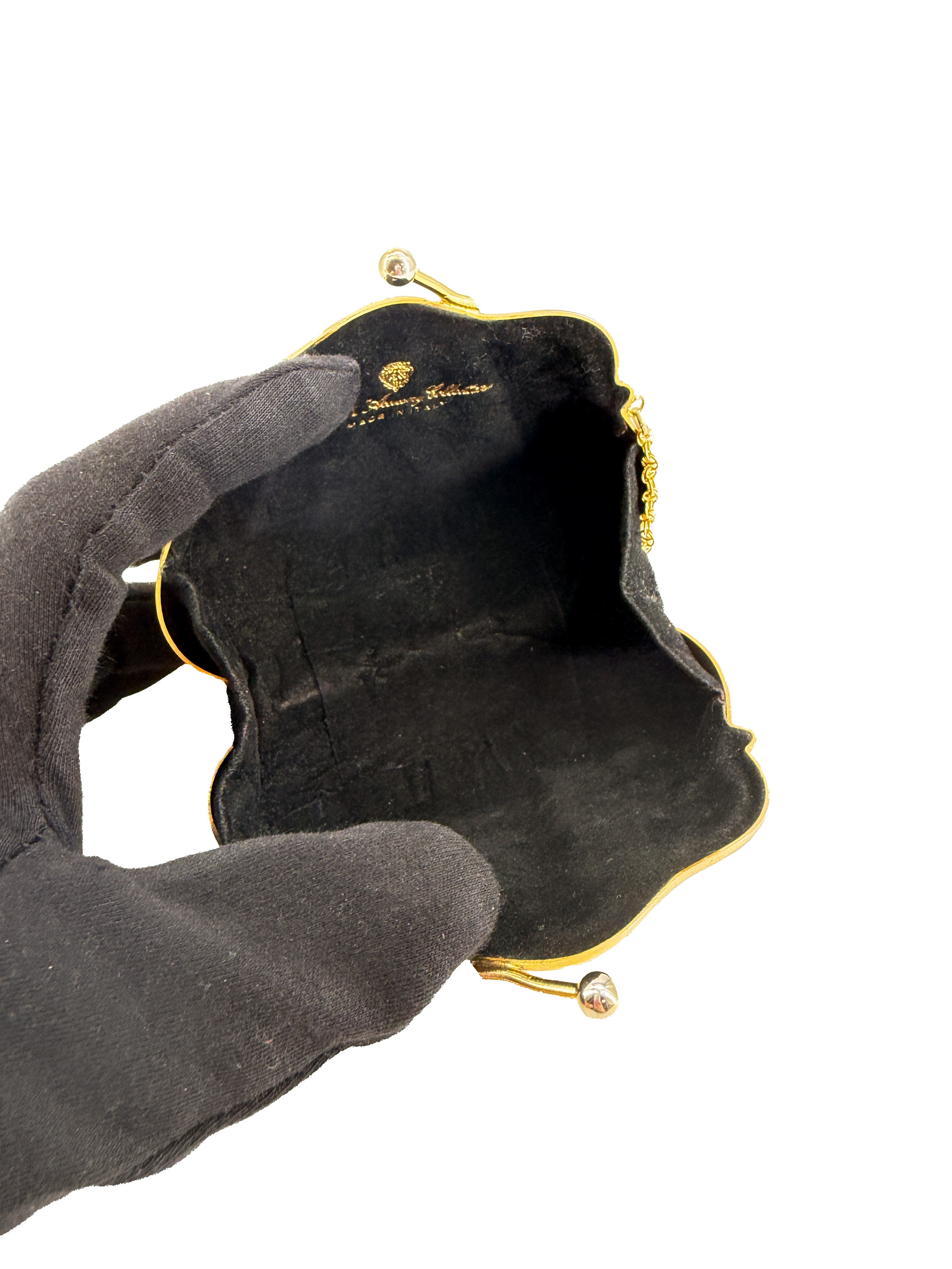 Gucci gold metal minaudiere shell bag vintage