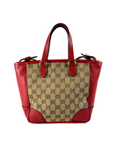 Gucci red brown signature small Bree tote 204046