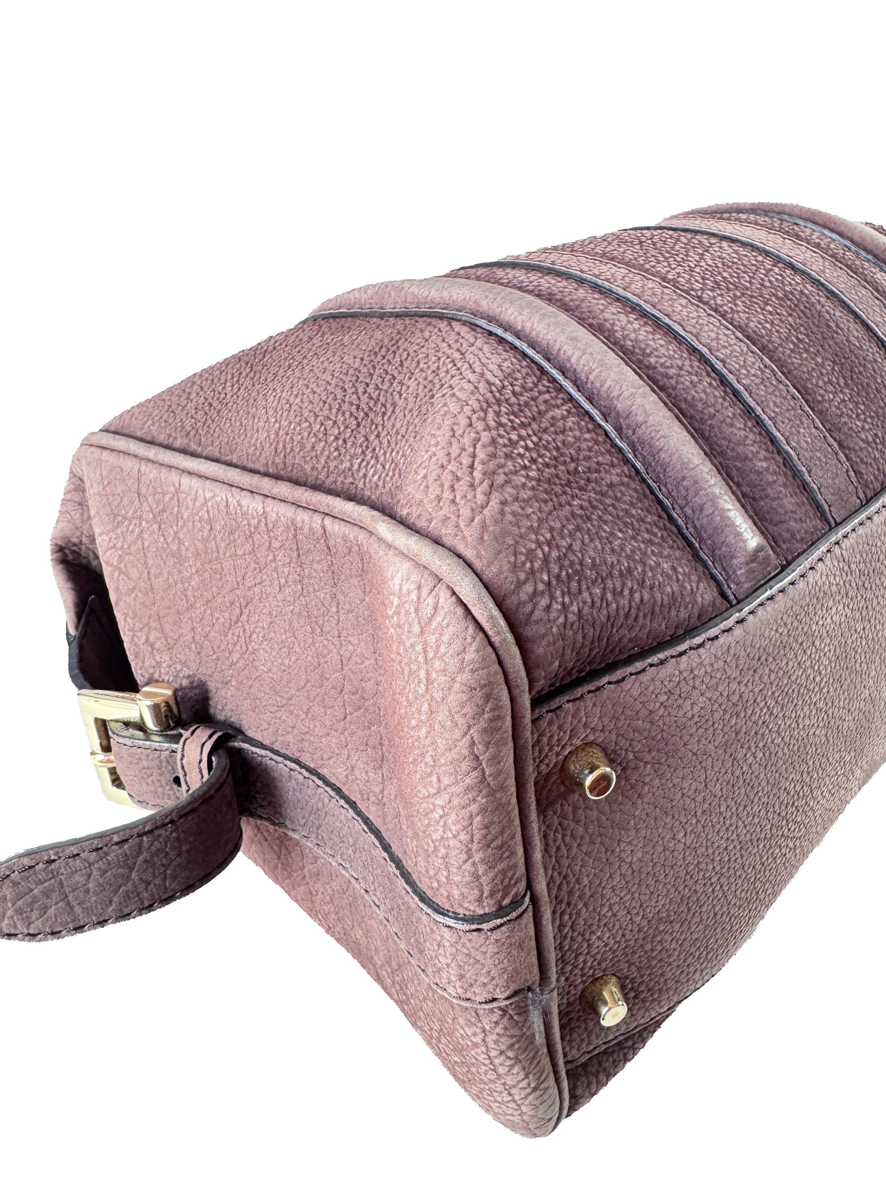 Burberry plum nubuck suede medium Nevinson bowling bag (no strap)