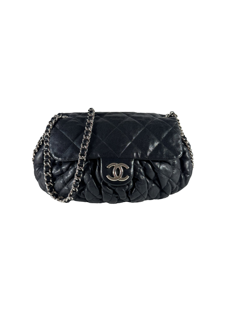 Chanel black quilted leather chain around crossbody 1651018 – My