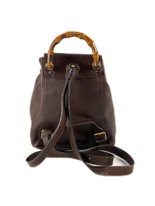 Gucci brown leather Bamboo handle backpack