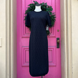 Fendi black Zucca print knit dress size 48 (12) NWT retail $2050
