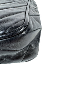 Chanel black leather chevon CC camera crossbody 1989746