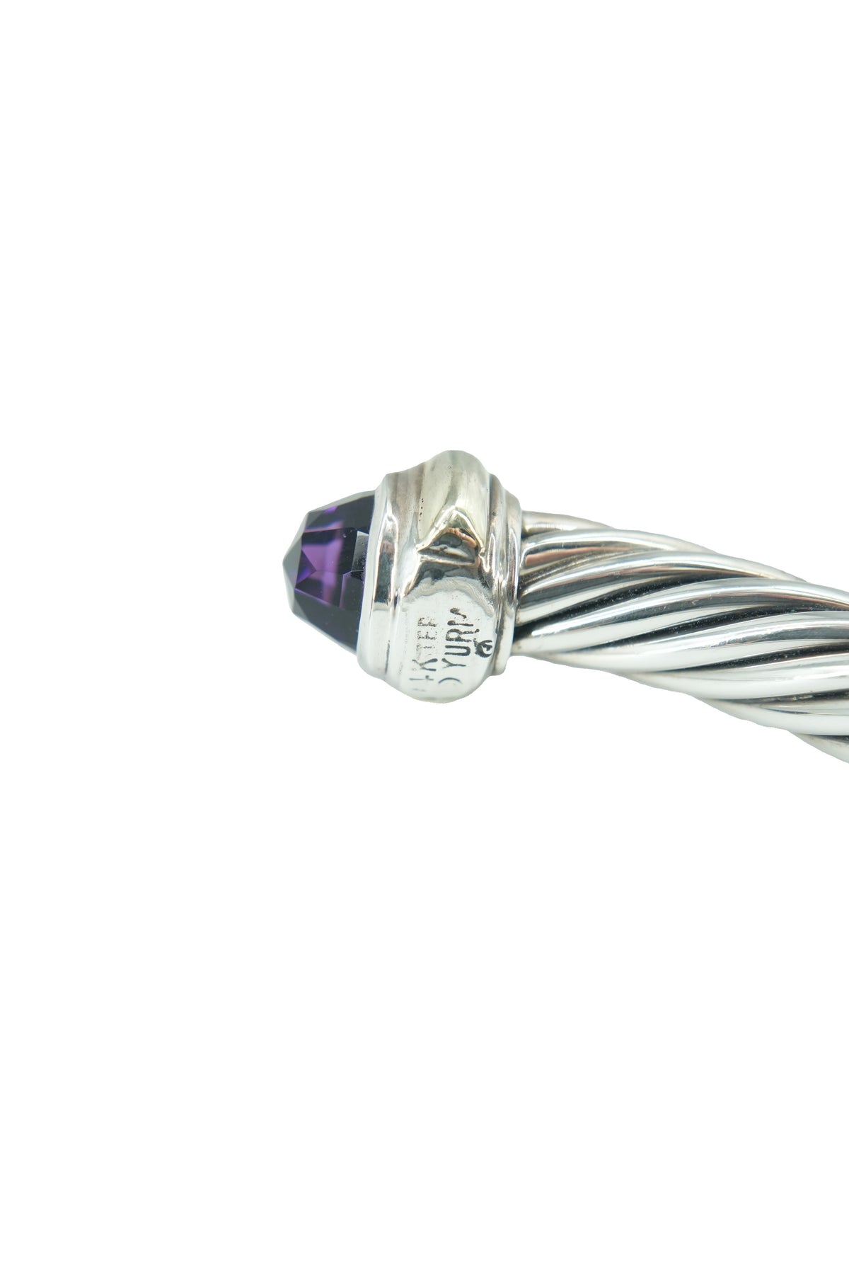 David Yurman sterling silver, yellow gold, amethyst cable classic bracelet 7mm