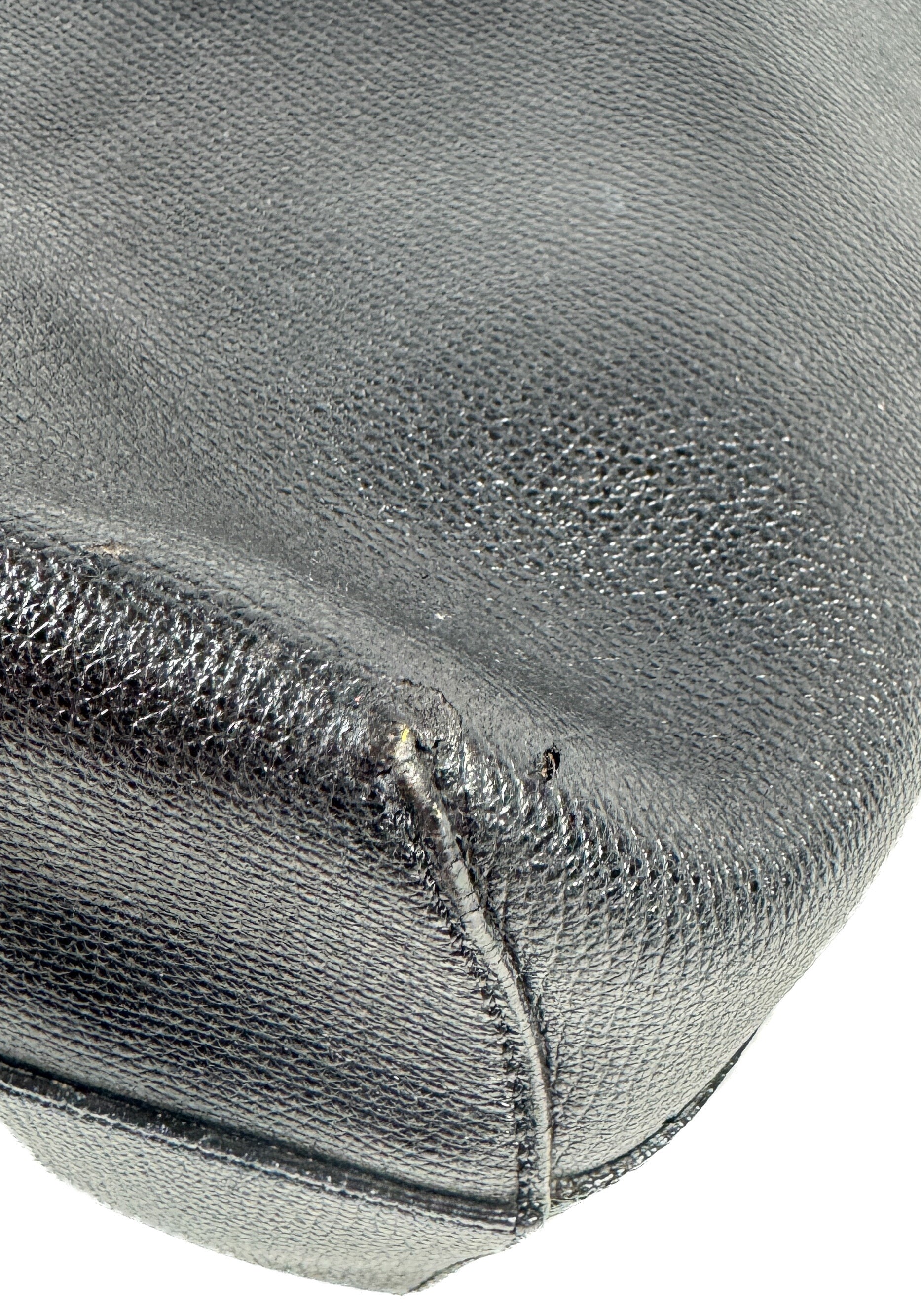 Fendi black leather logo shopper tote