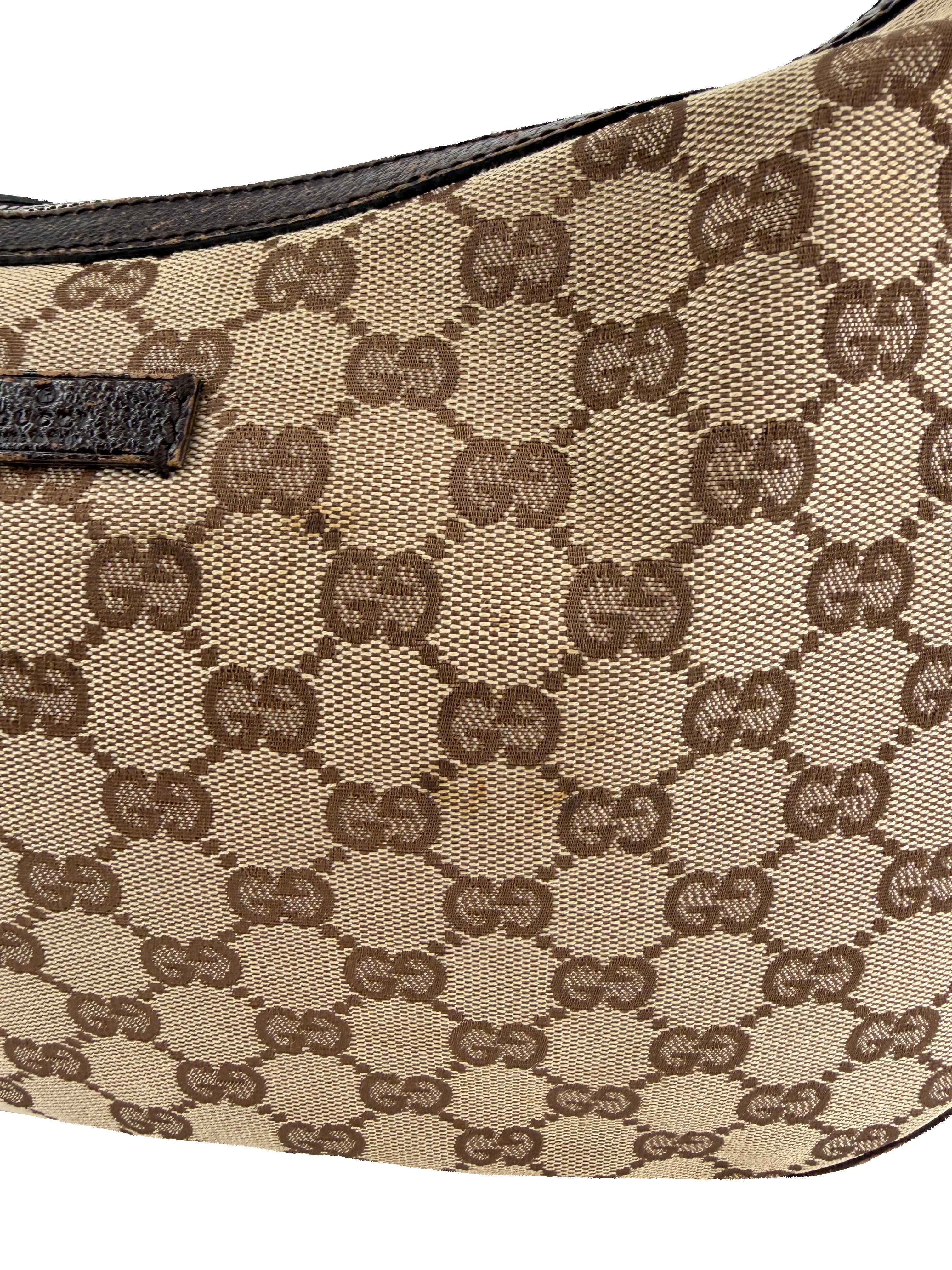 Gucci brown GG half moon canvas shoulder bag 122790001998