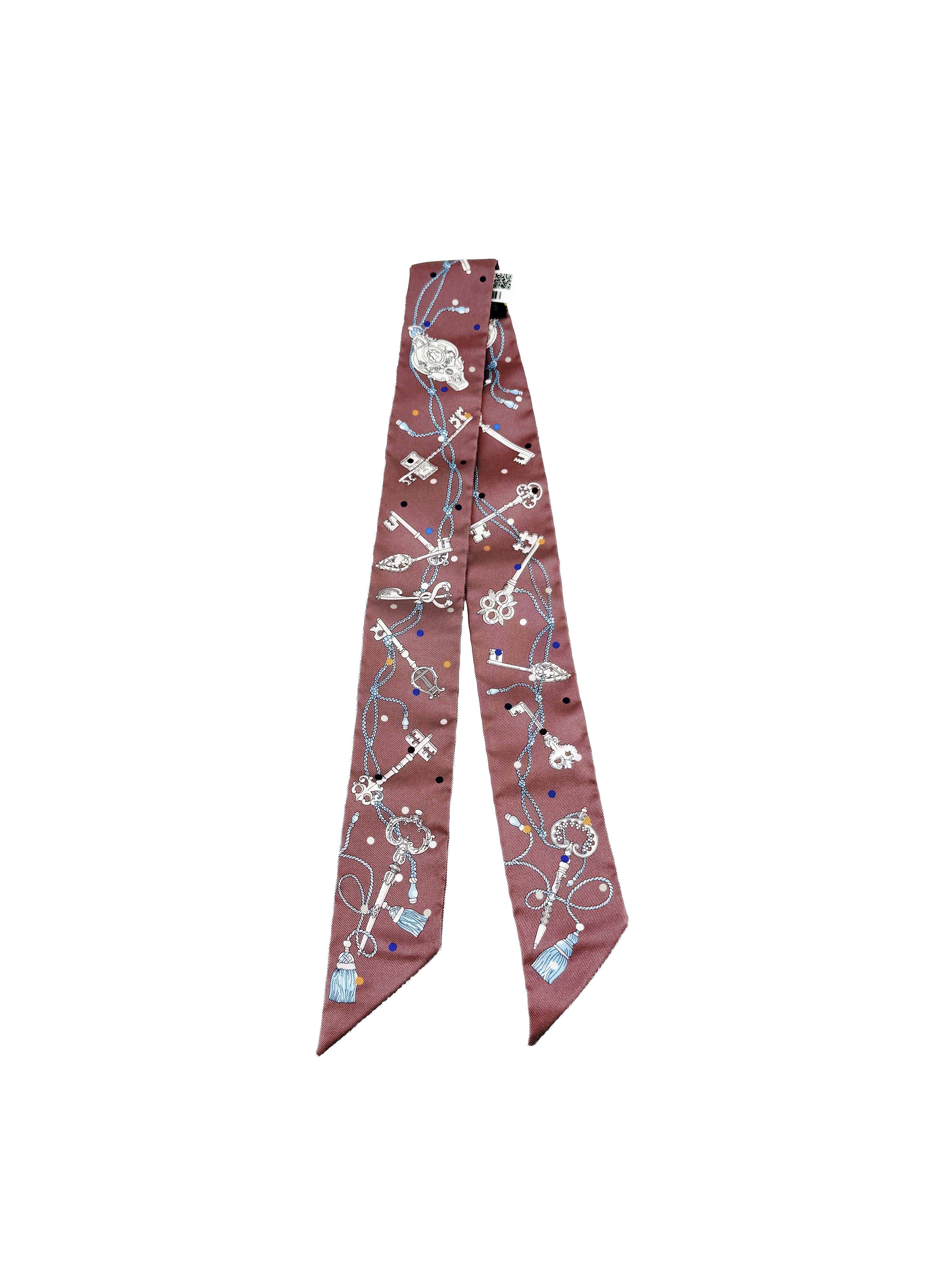 Hermès Les Cles A Pois Twilly in Marron Glace and Gris
