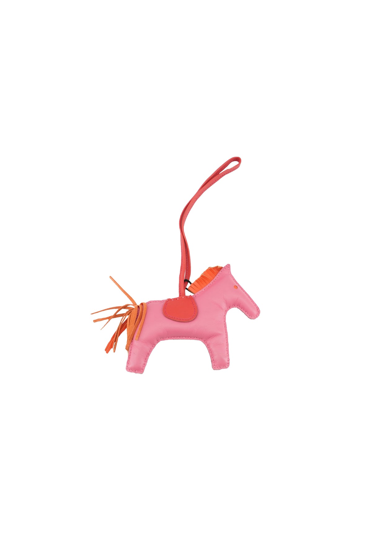Hermès Milo Lambskin GriGri Rodeo GM Bag Charm Rose Azalee, Orange Poppy, Rouge Indien