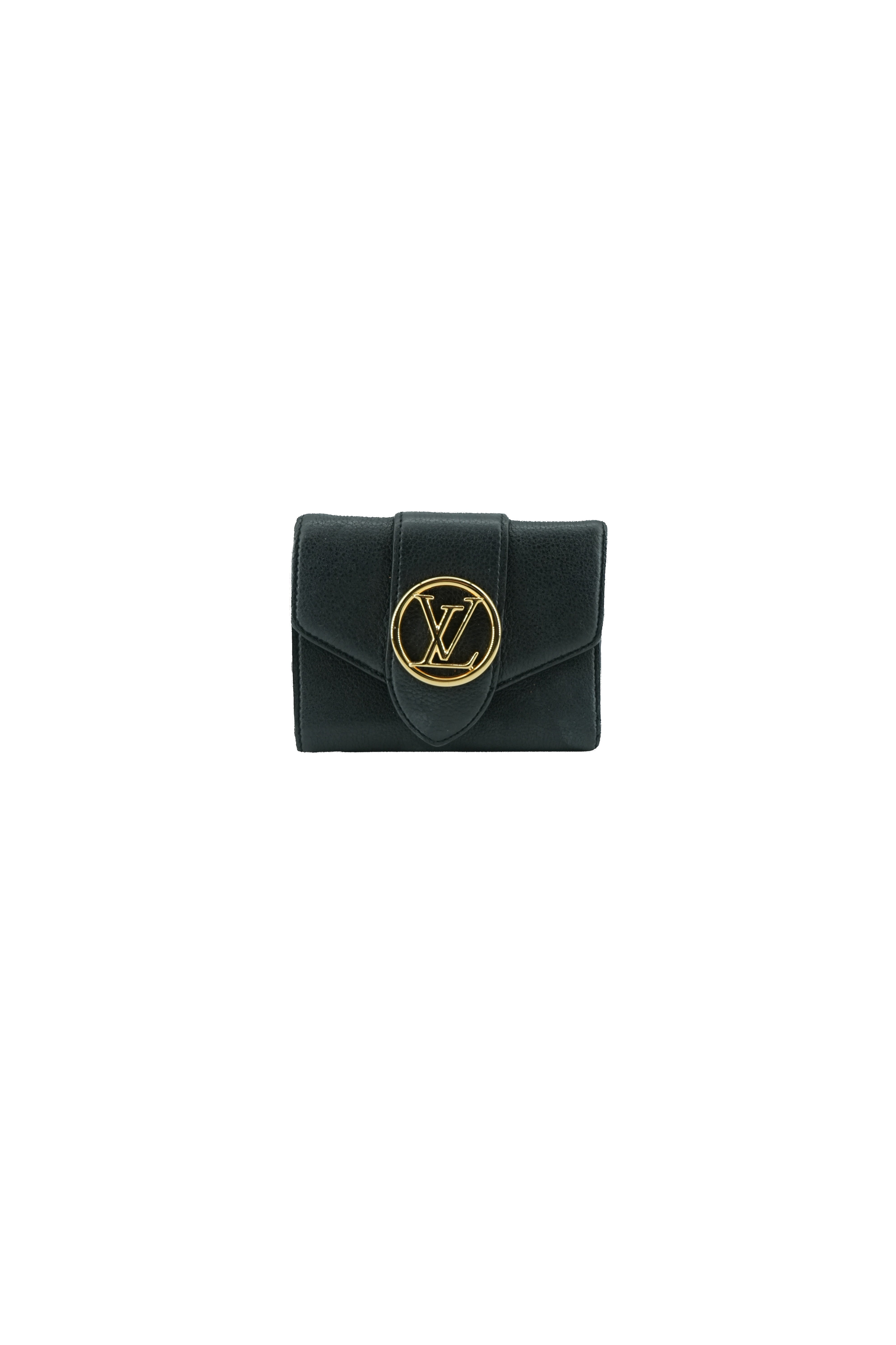 Louis Vuitton black leather Pont 9 compact wallet NFC