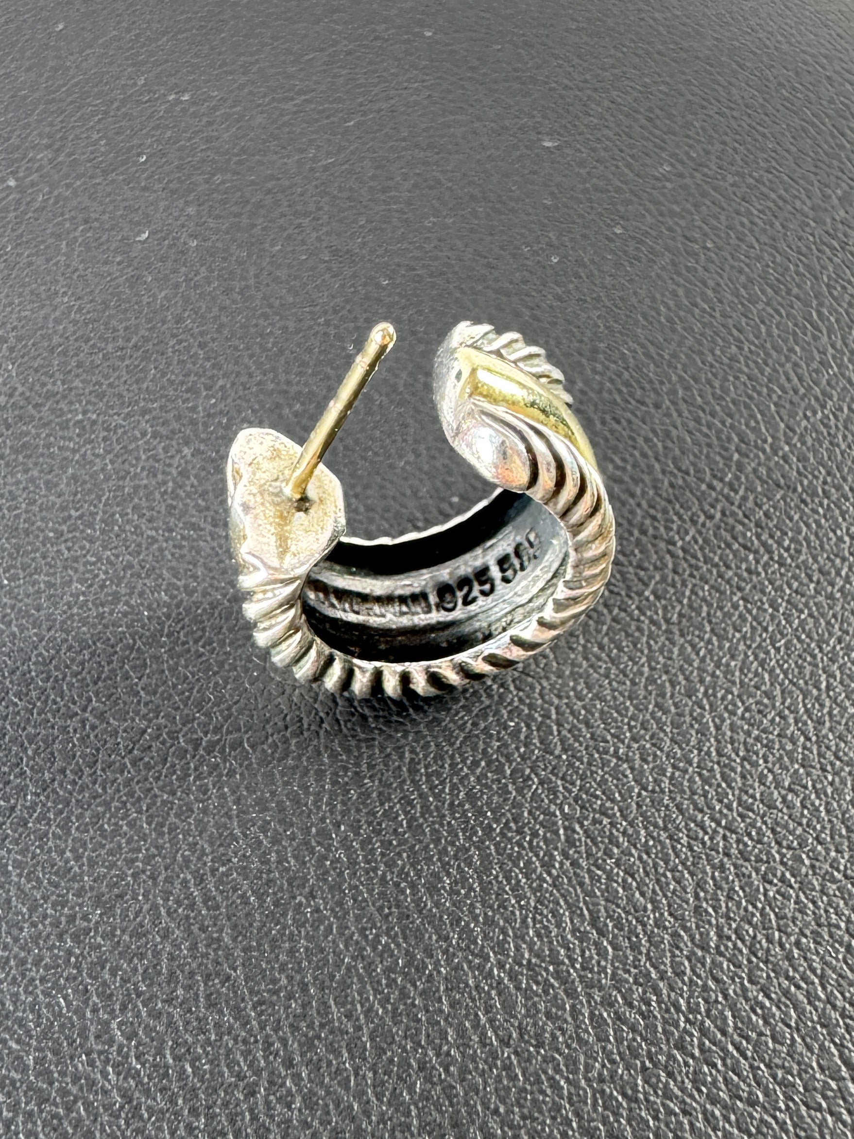 David Yurman two tone silver/gold huggie hoop earrings