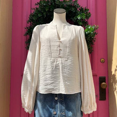 Anthropologie cream long sleeve top size XL NWT