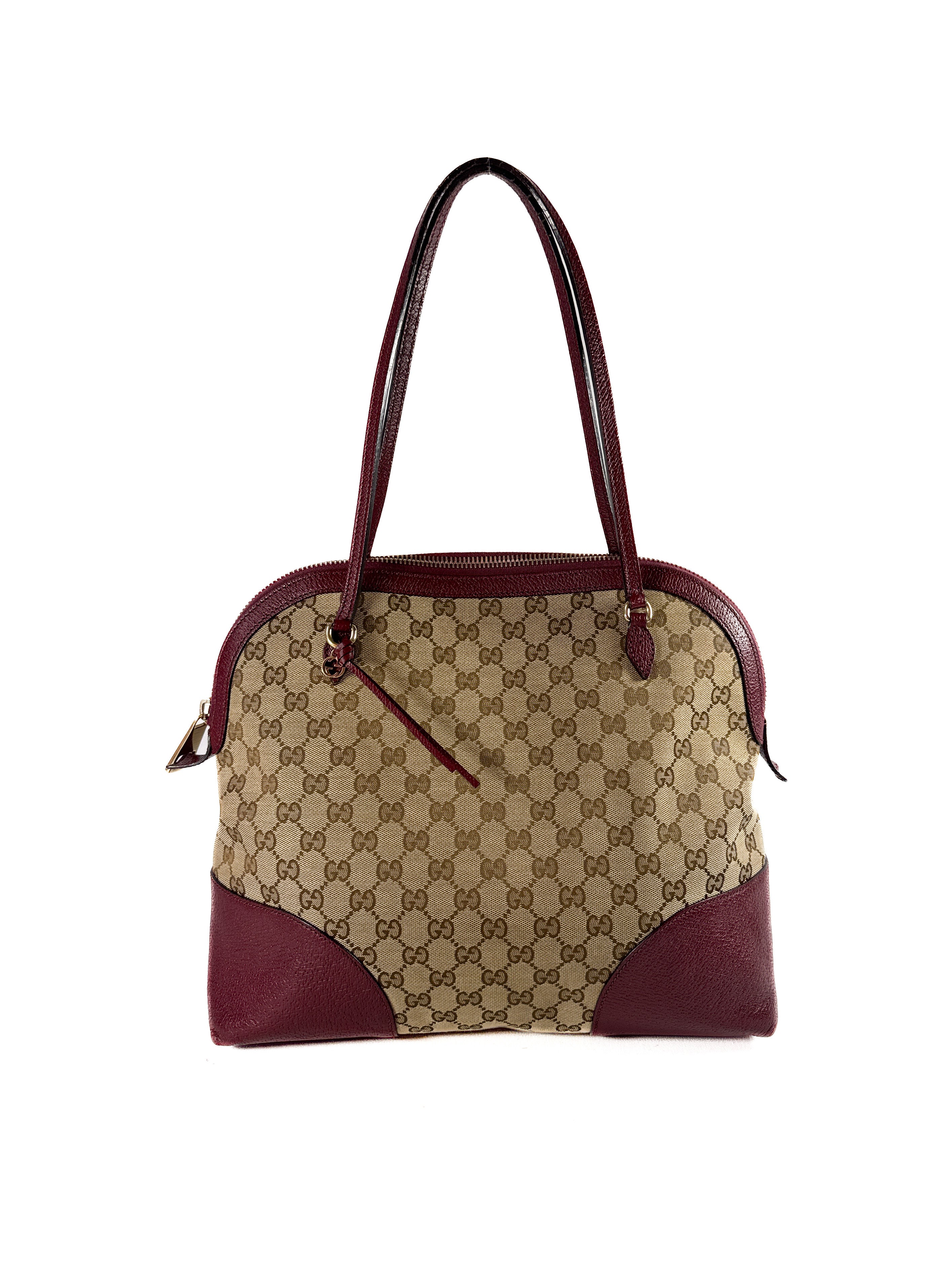 Gucci brown burgundy domed medium Bree satchel 520981