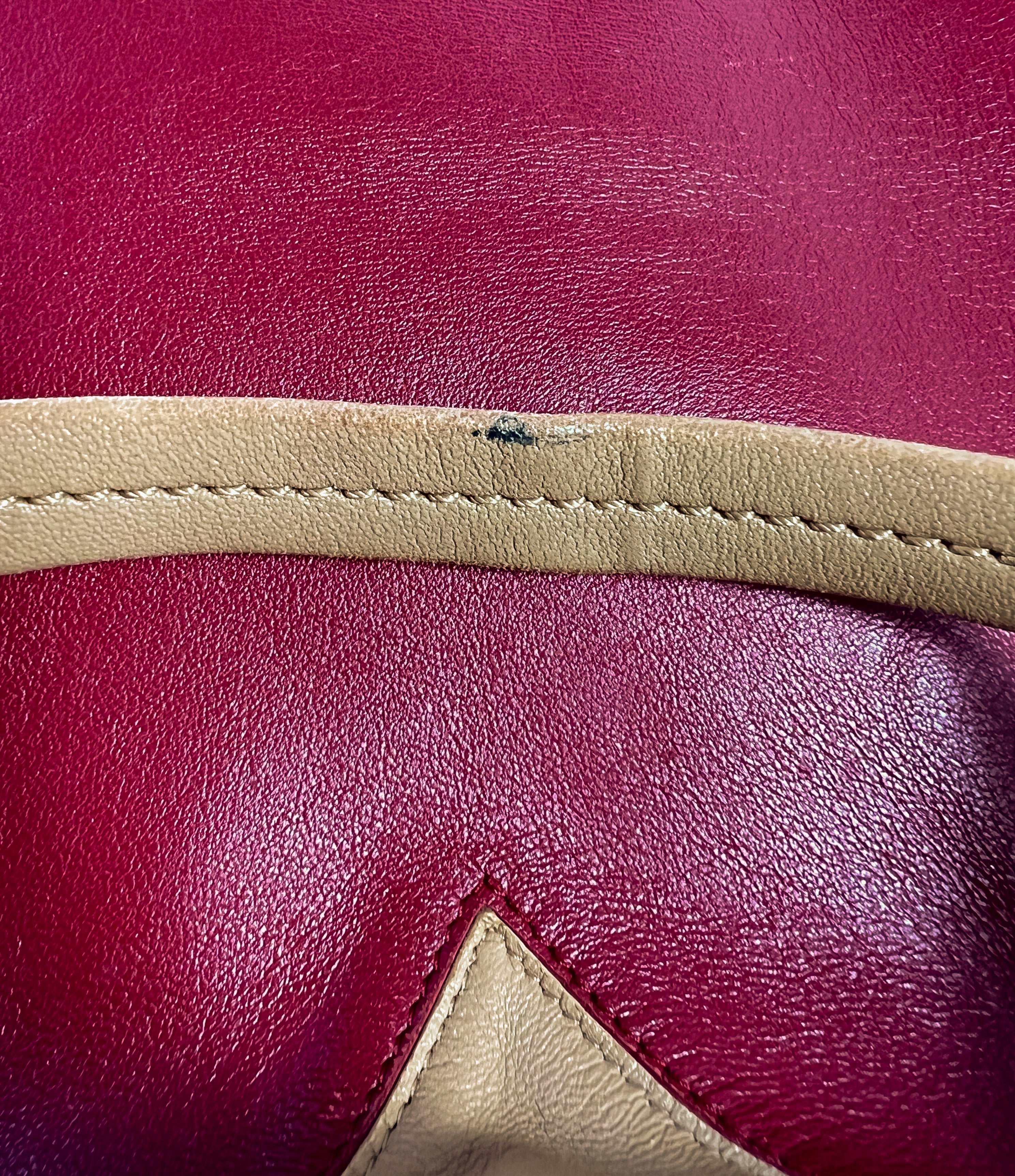 Celine Cabas vertical red/beige leather tote FGA0153