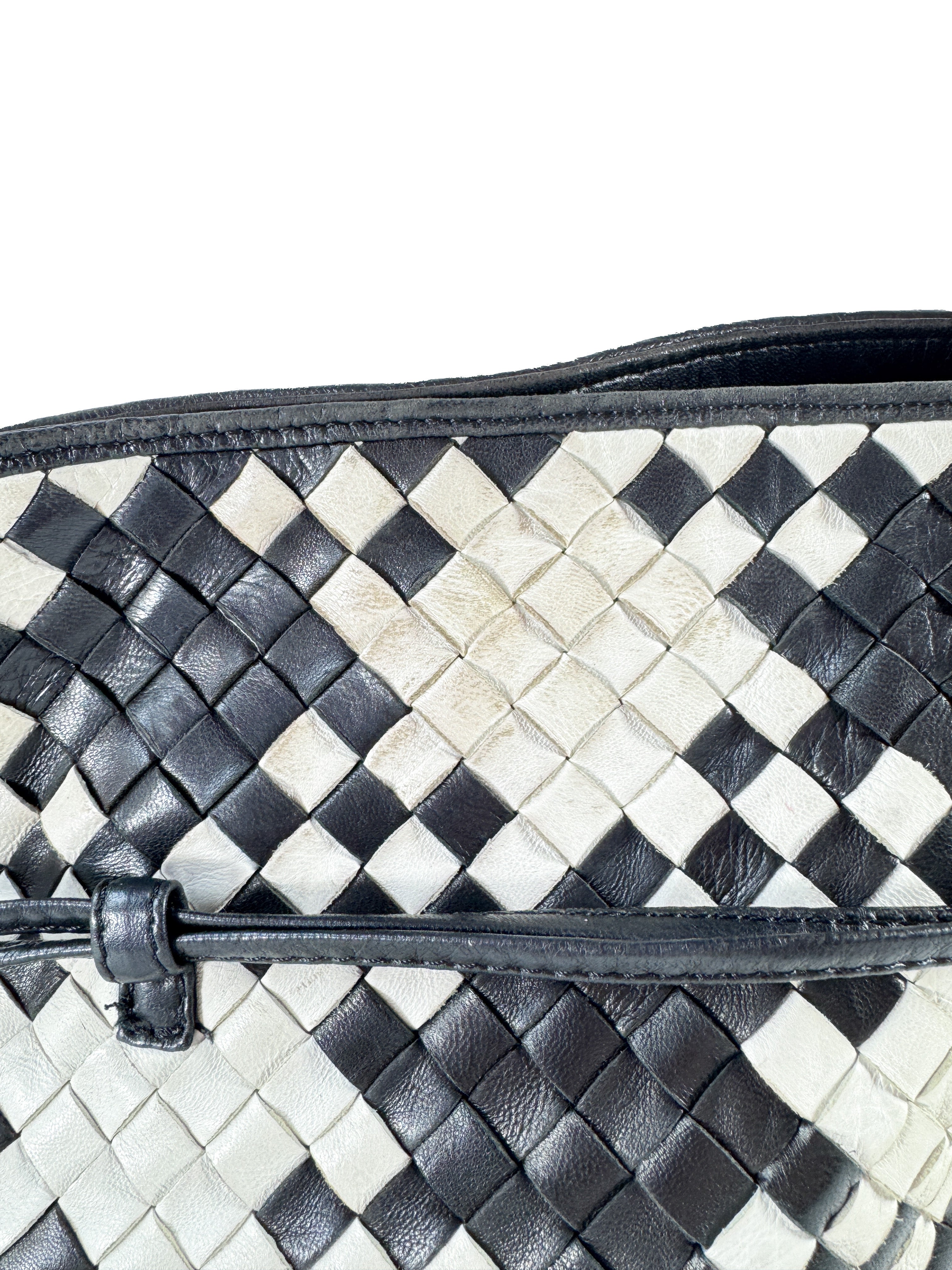 Bottega Veneta Intreciatto black/white drawstring bucket bag 10932062