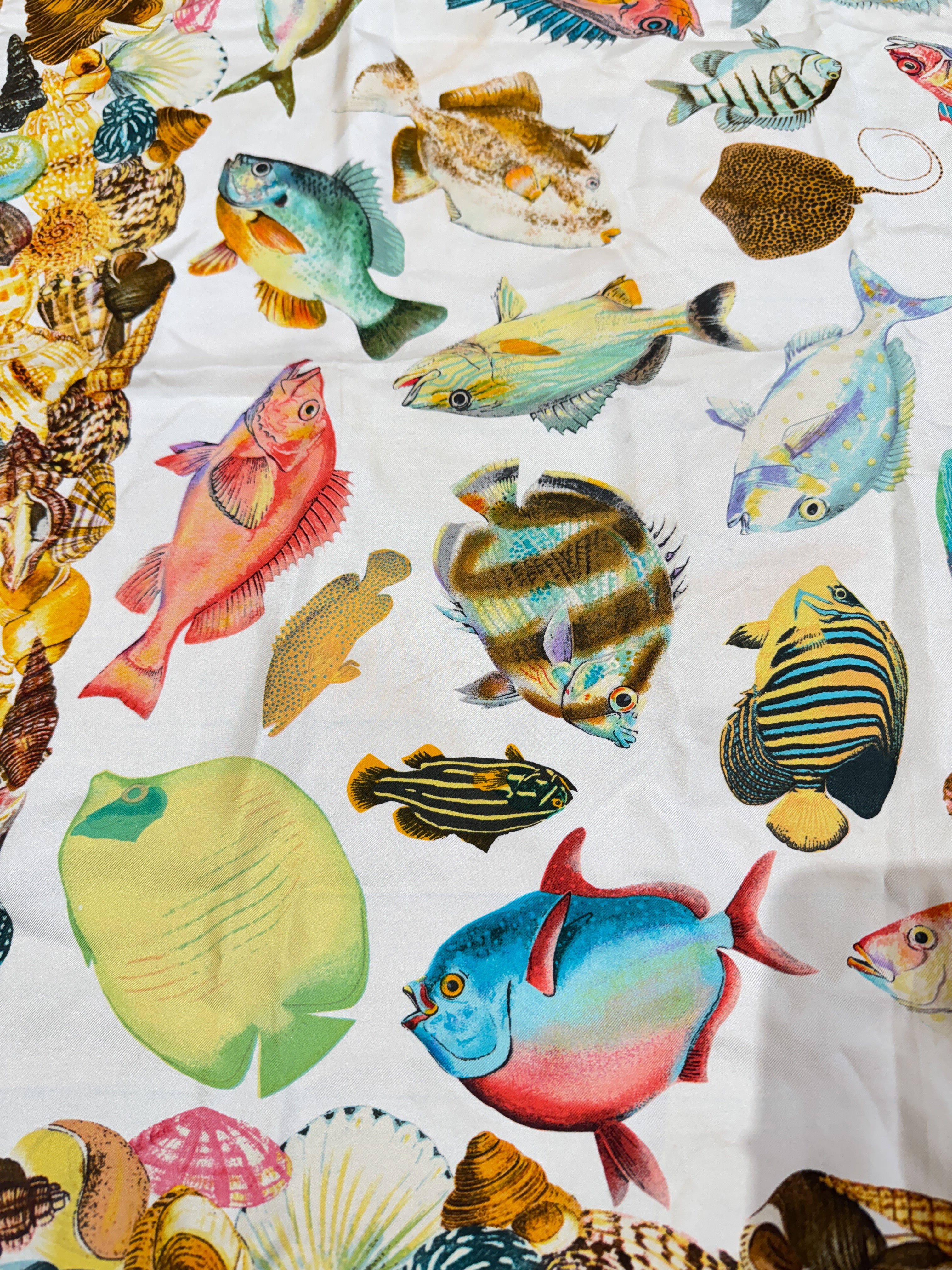 Gucci vintage sea print silk scarf