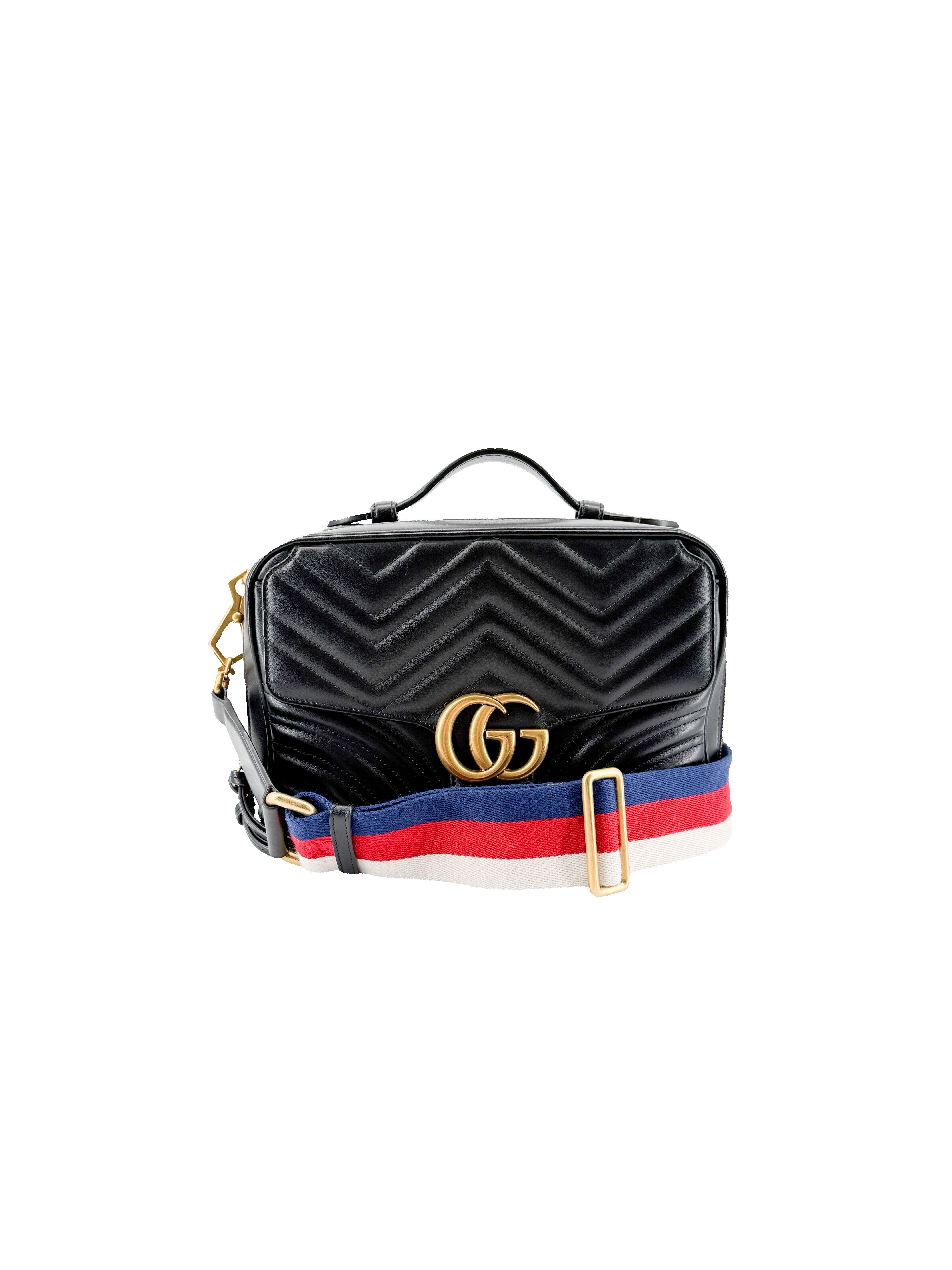 Gucci black calfskin Sylvie web small GG Marmont bag 498188 562600