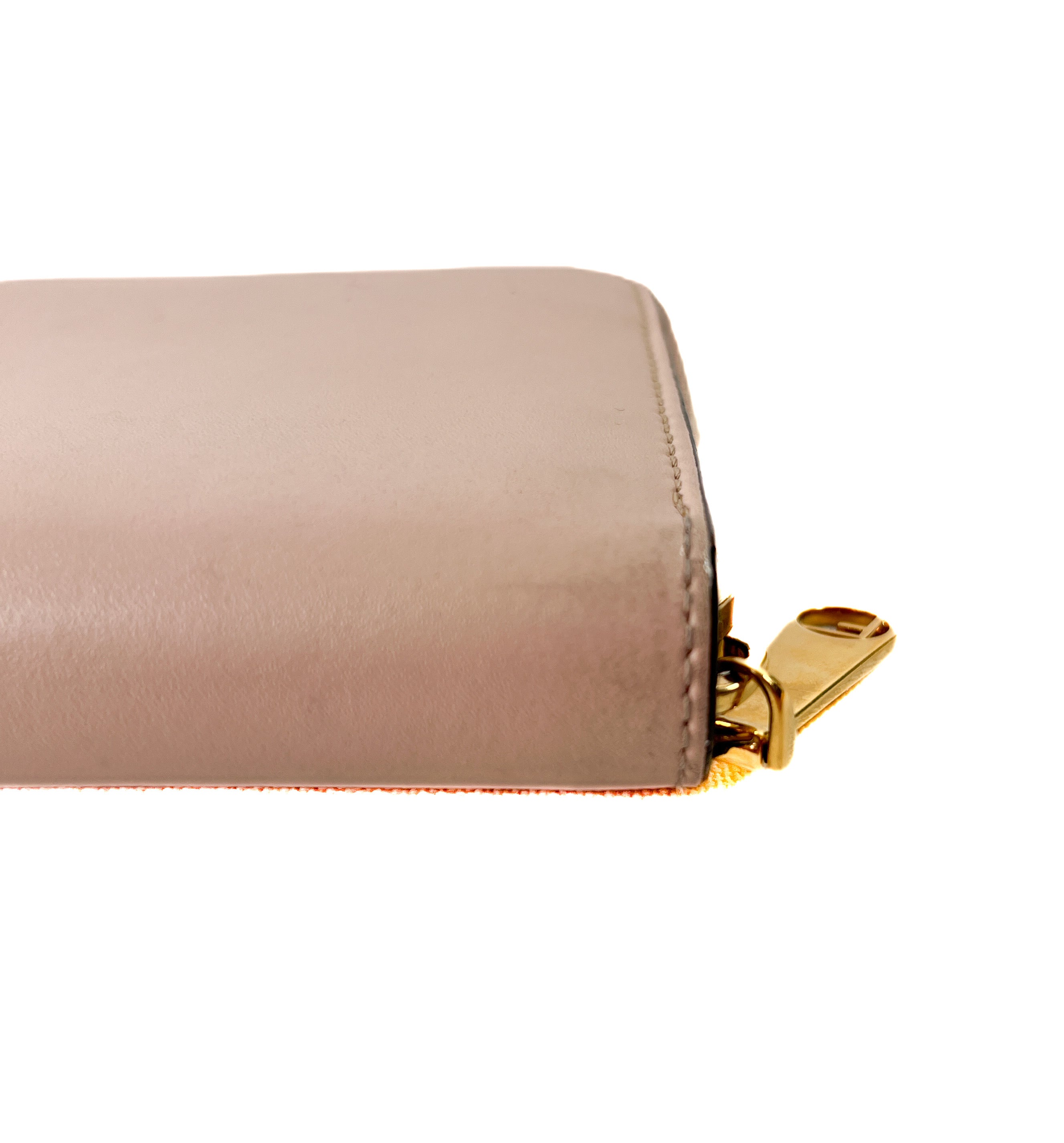 Fendi blush pink Kan I F slim zip around wallet