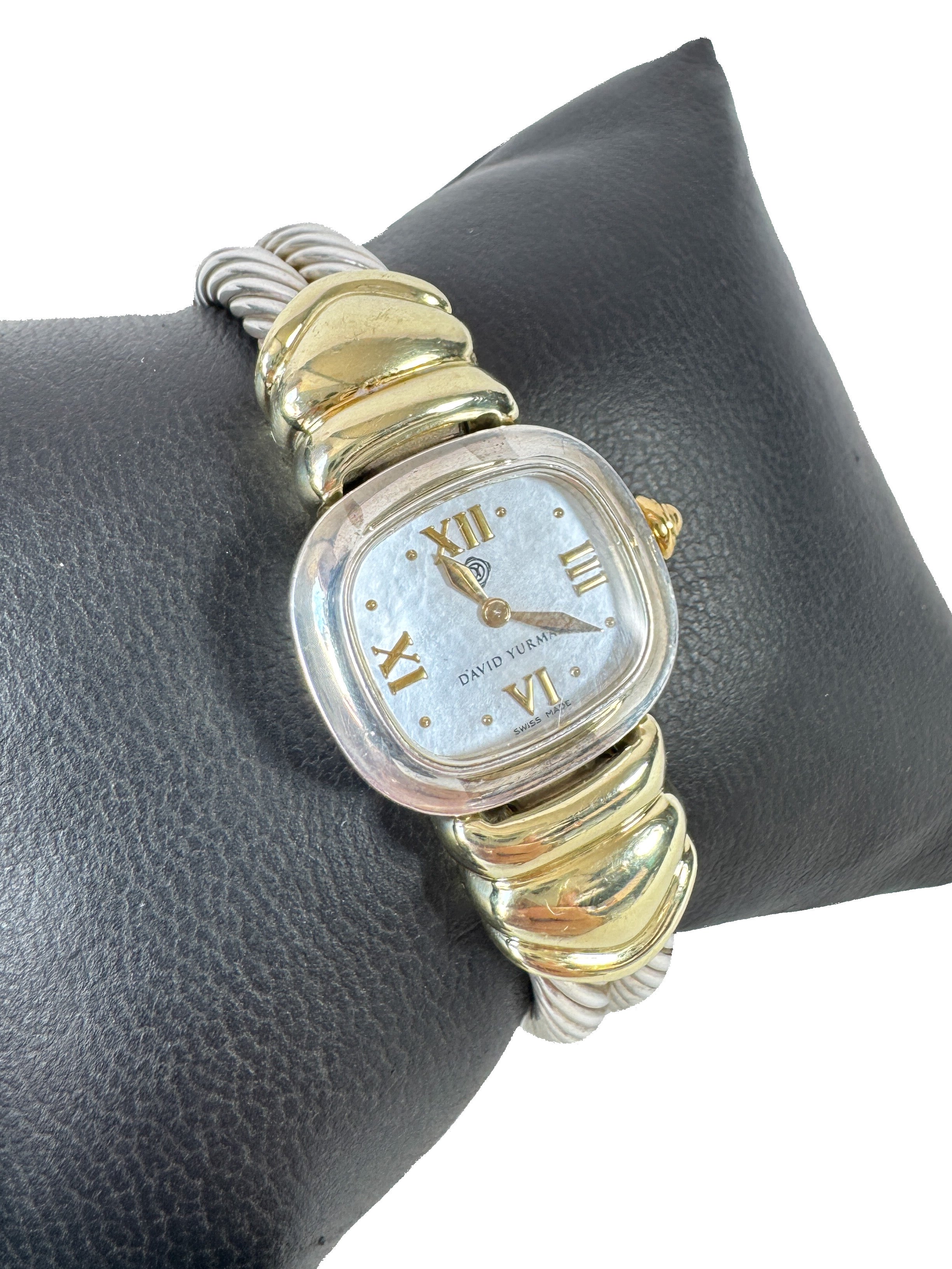David Yurman sterling silver, 18k gold double cable watch