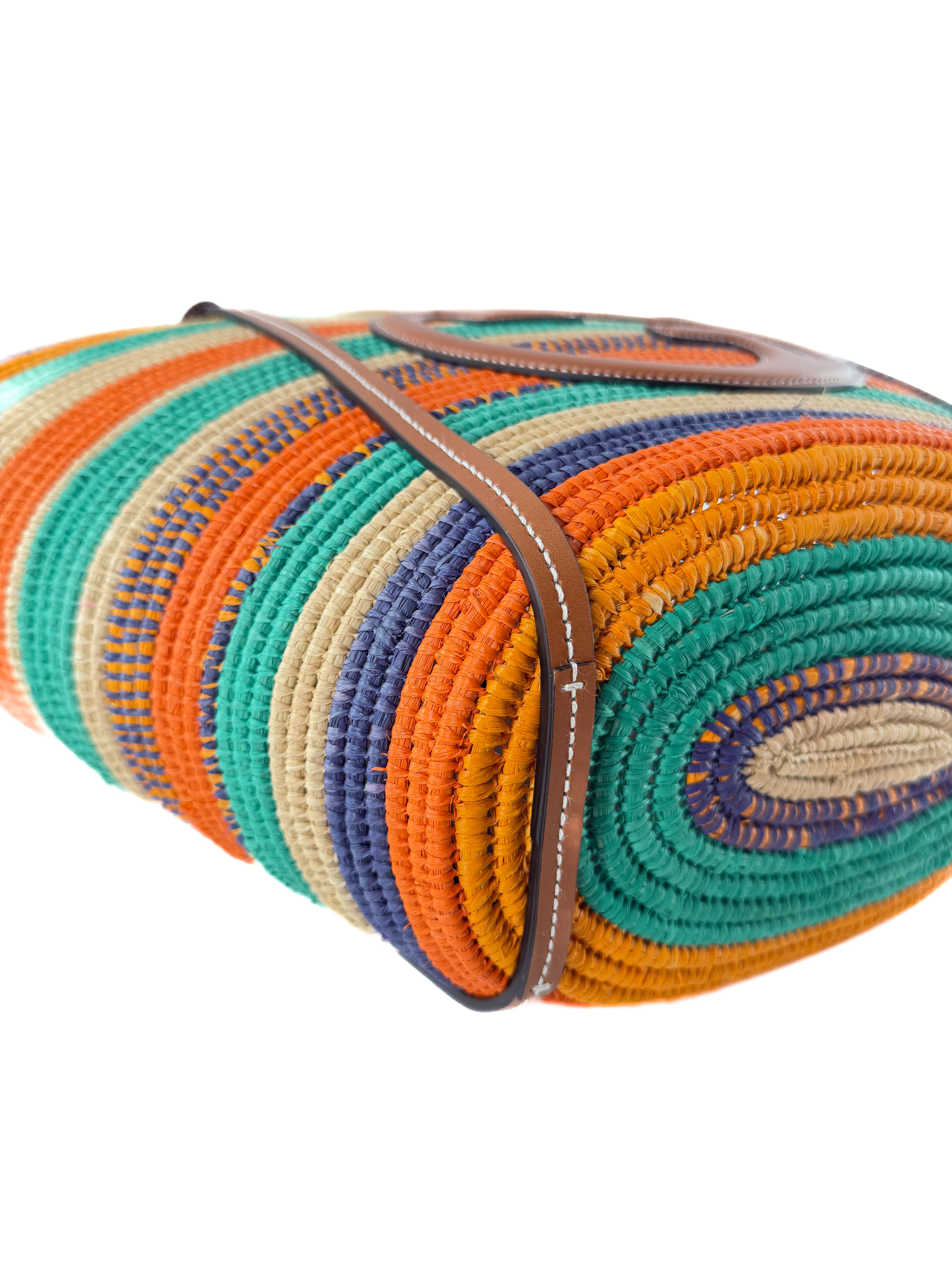 Gucci green, orange raffia interlocking G Blondie tote 746009 525040